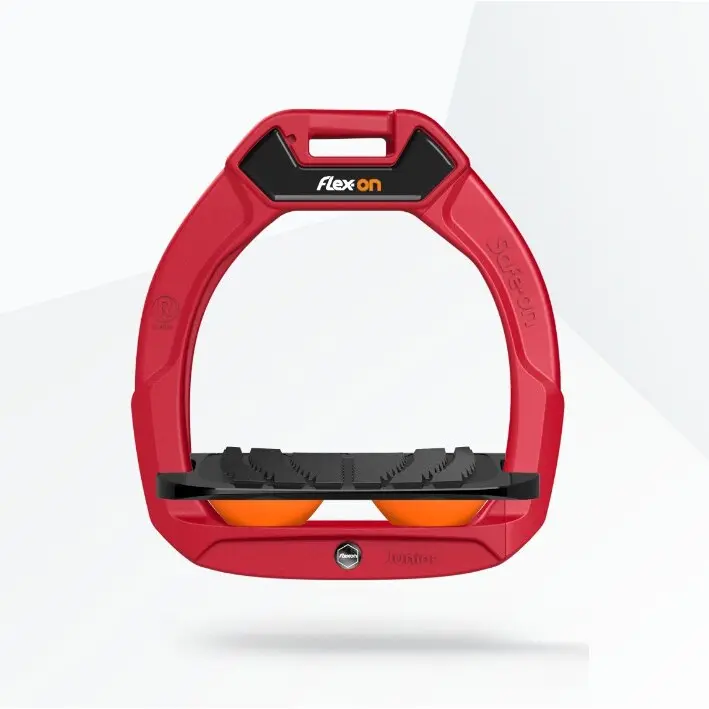 Sicherheitssteigbügel Reiten Neigender Grip Rot/Schwarz/Orange Kinder Flex-On Safe-On