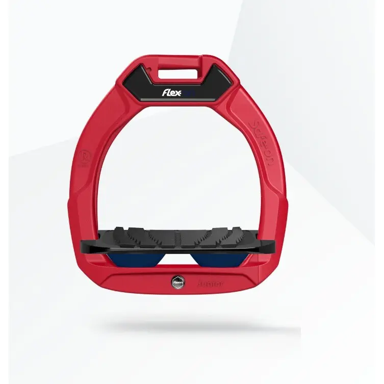 Sicherheitssteigbügel Reiten Schräg Grip Rot/Schwarz/Marine für Kinder Flex-On Safe-On