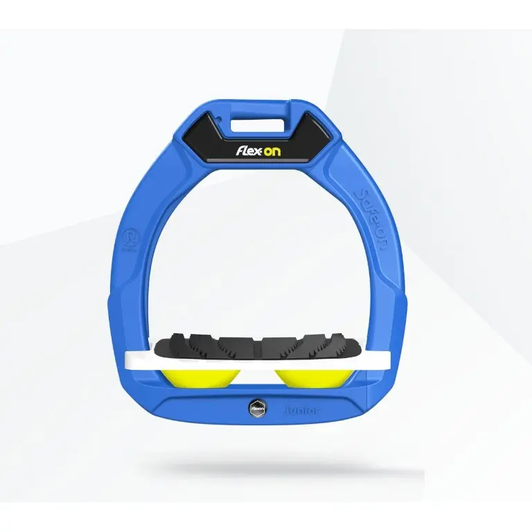 Sicherheitssteigbügel Reiten Geneigt Grip Blau/Weiß/Gelb Kinder Flex-On Safe-On