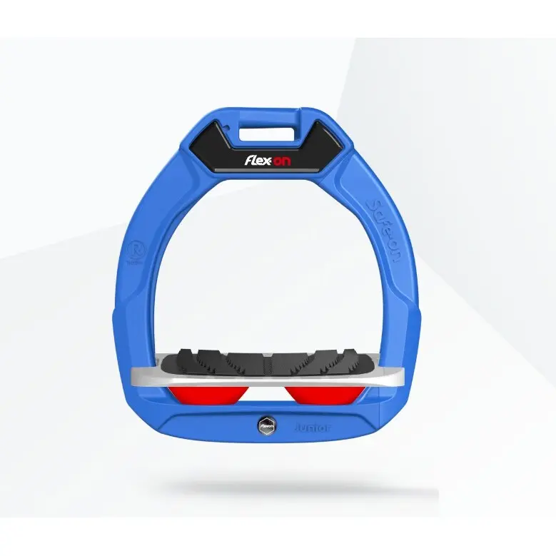 Sicherheitsreitsteigbügel Geneigter Grip Blau/Grau/Rot Kinder Flex-On Safe-On