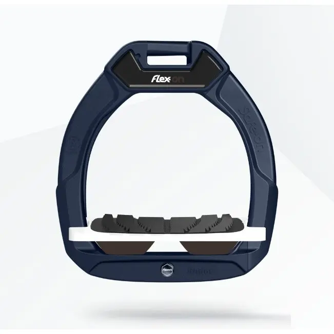 Sicherheitsreitsteigbügel geneigt Grip Marine/Weiß/Braun Kinder Flex-On Safe-On