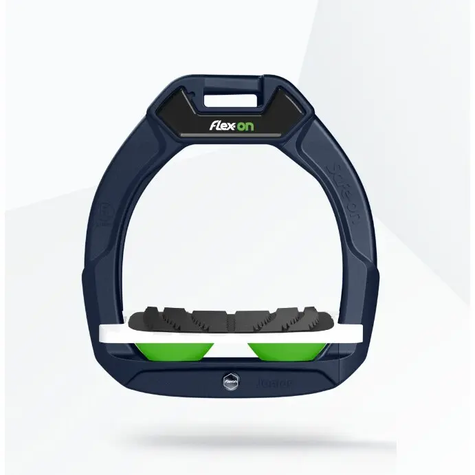 Sicherheitsreitsteigbügel Neigung Grip Marine/Weiß/Grün Kind Flex-On Safe-On