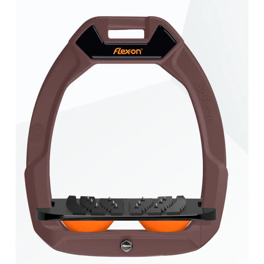 Comparer les prix de Étriers de sécurité d’équitation Incliné Ultra Grip Marron/Noir/Orange Flex On Safe-On