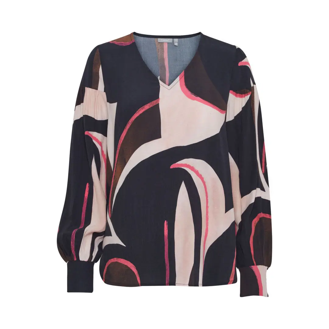 Fransa Women's Noir Long Sleeve Blouse For Lena 2