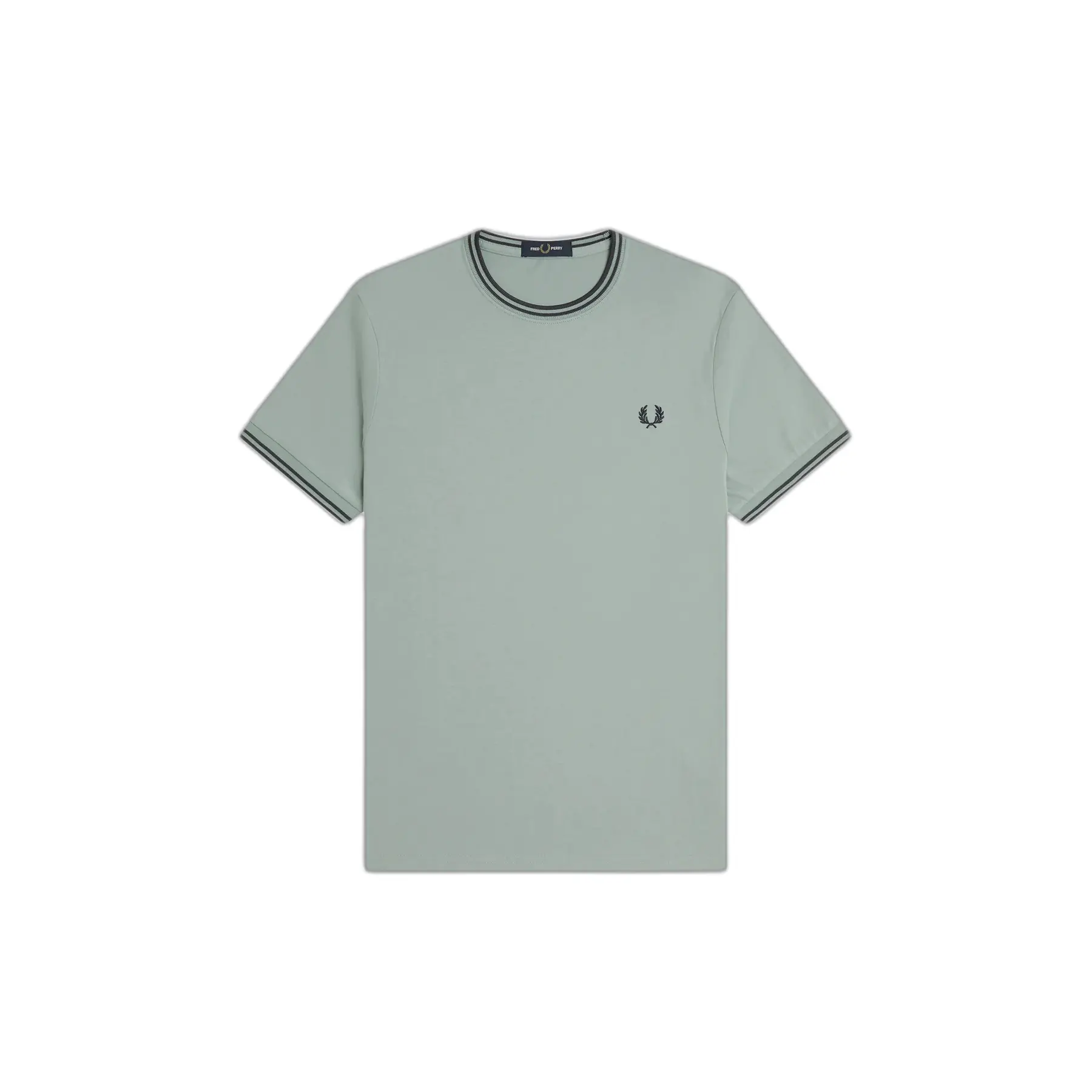 Fred Perry Argenté Contrast Trim Double Stripe T-Shirt