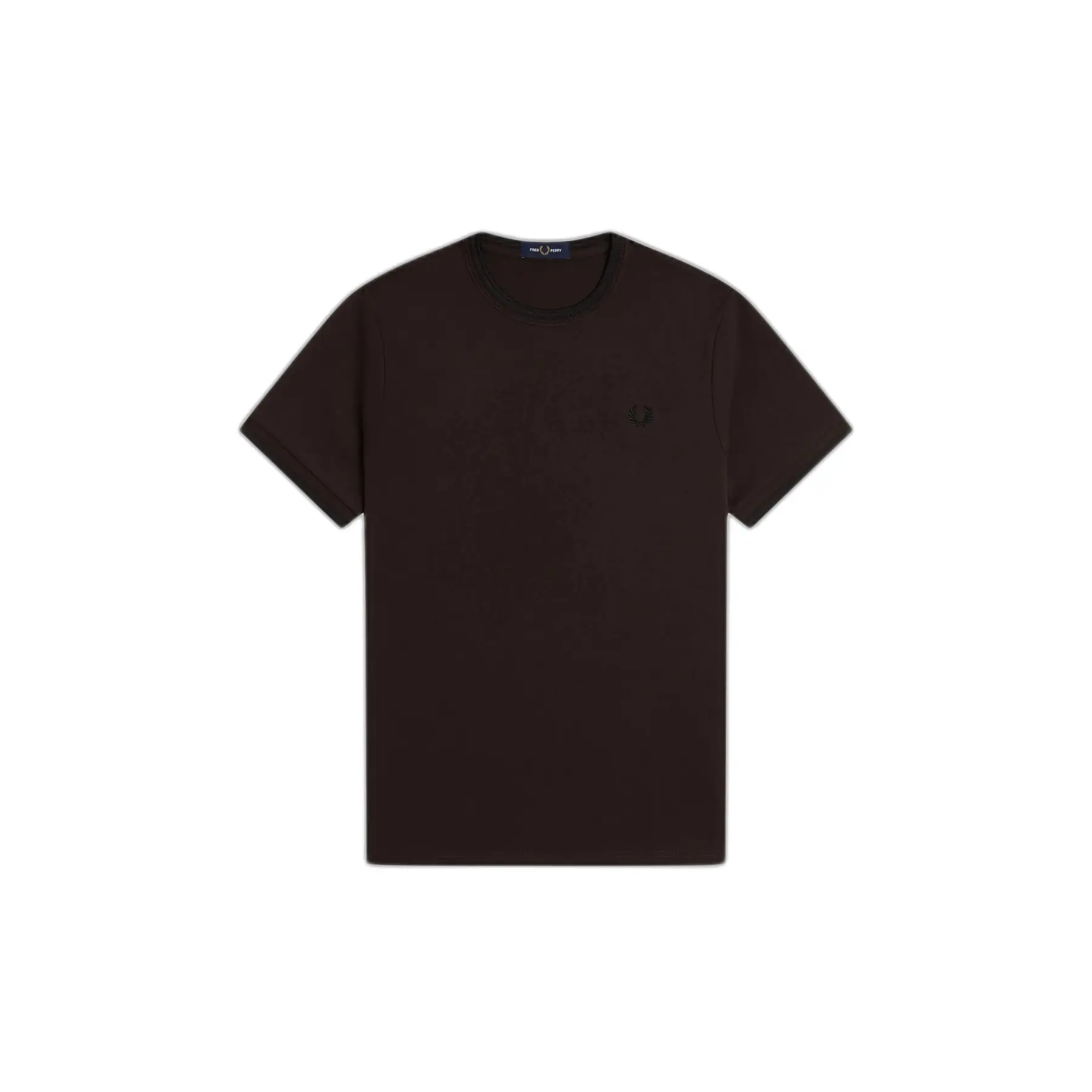 Fred Perry Men's Marron Contrast Trim Double Stripe T-Shirt