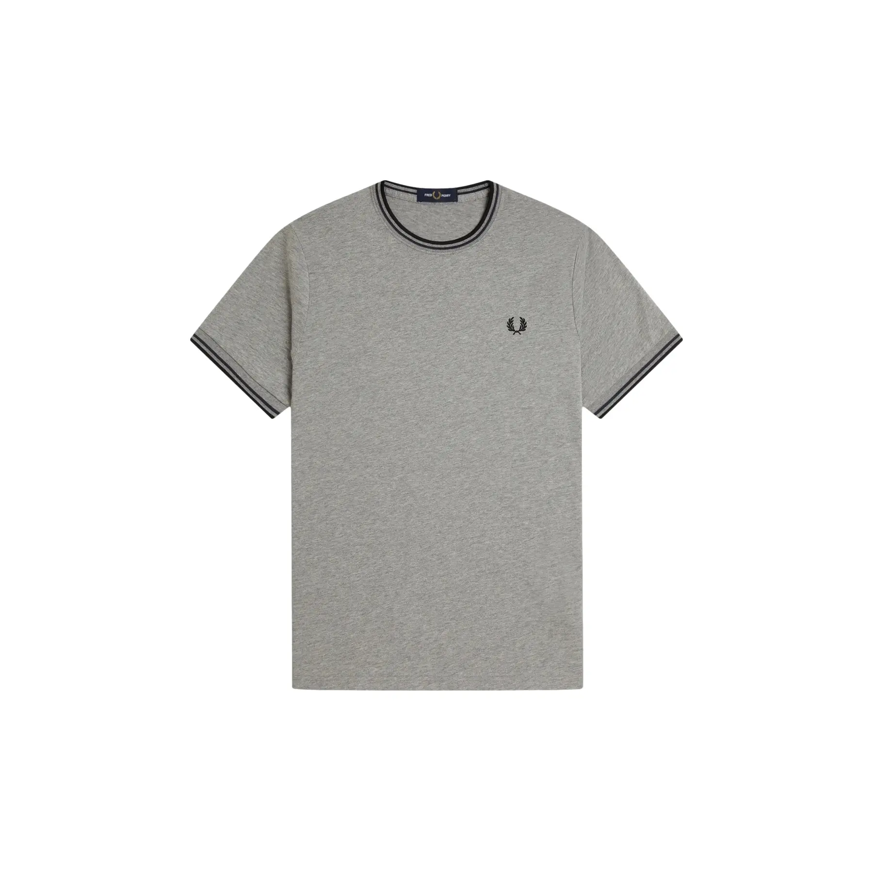 Fred Perry Men's Gris Contrast Trim Double Stripe T-Shirt