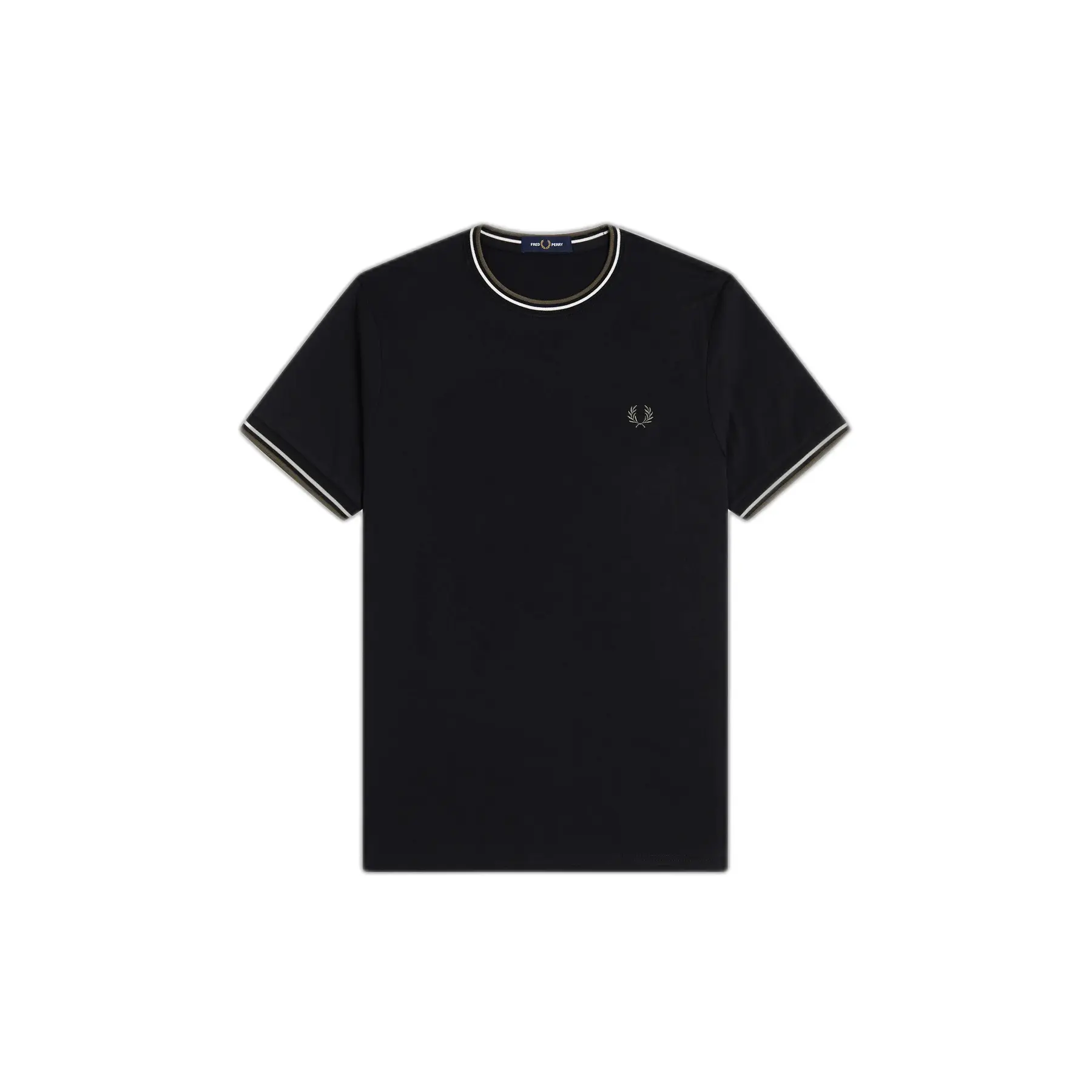 Fred Perry Noir Contrast Trim Double Stripe T-Shirt