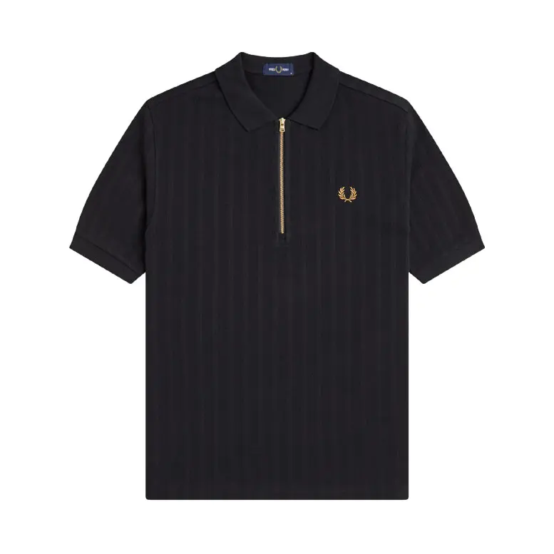 Fred Perry Men's Noir Polo Pique Stripe
