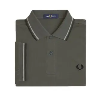 Fred Perry Men's Gris Polo With Double Piping