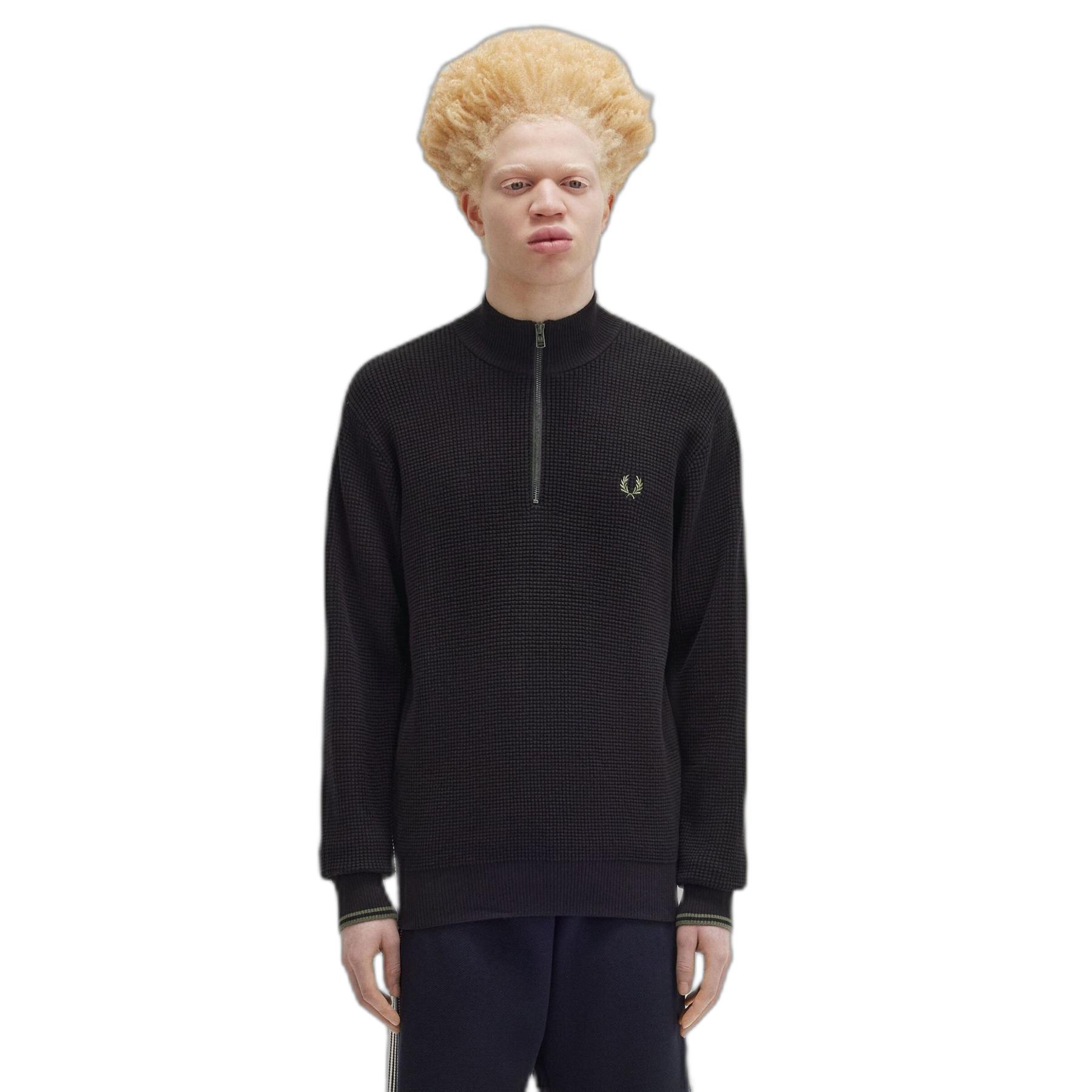 Maglione con 1/2 di zip  Waffle Stitch