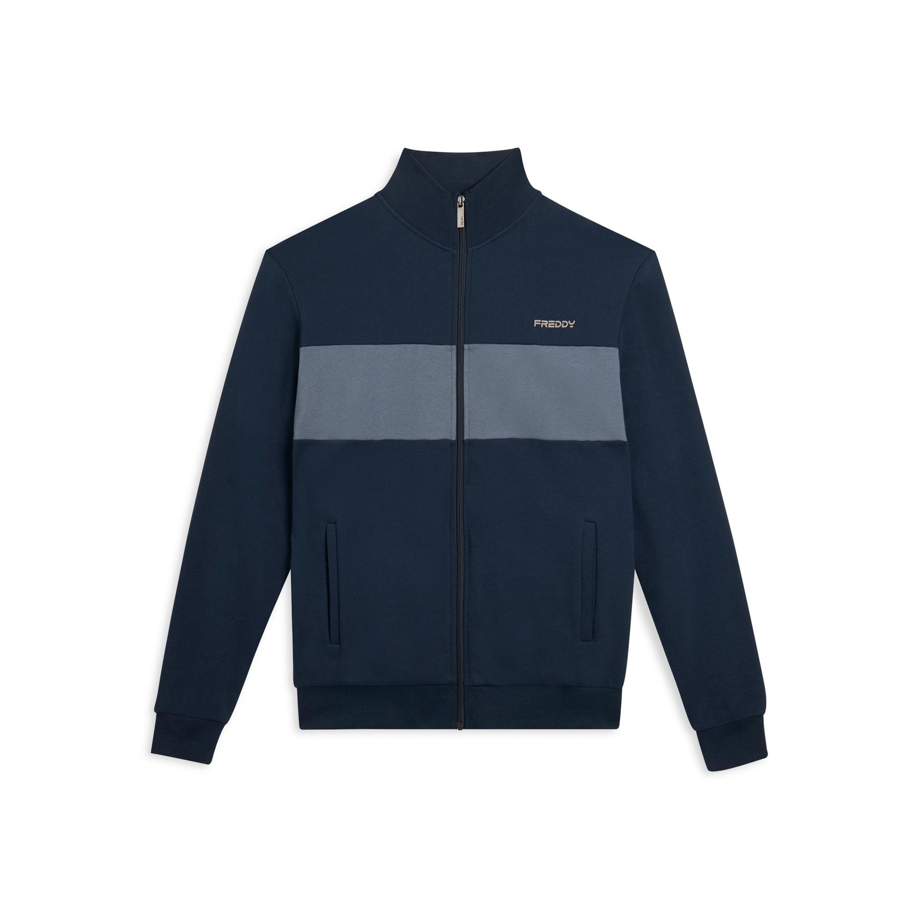 8034170775873 - Reißverschluss-Sweatshirt mit kontrastierendem Streifen auf der Brust Freddy