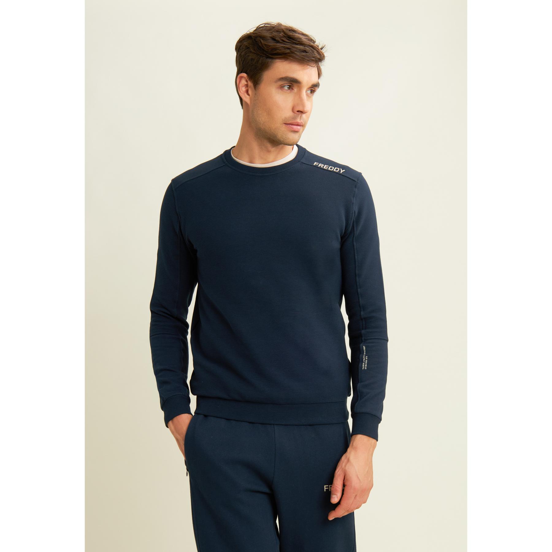 8034170778416 - Gestreifter Rundhals-Sweatshirt mit bedrucktem Logo Freddy
