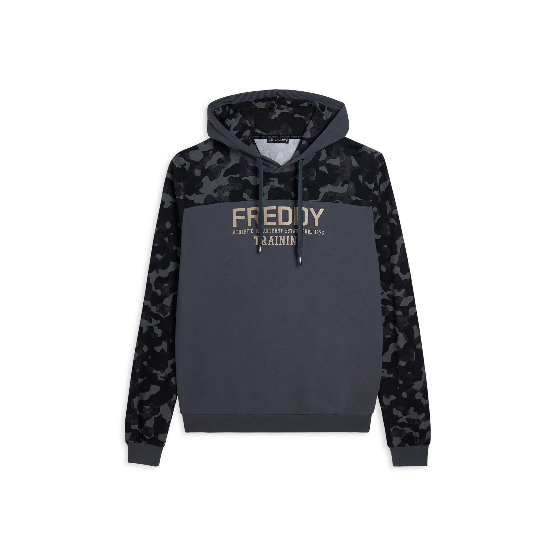 8034170778690 - Kapuzensweatshirt mit Camouflage-Einsätzen und zentralem Grafikdesign Freddy