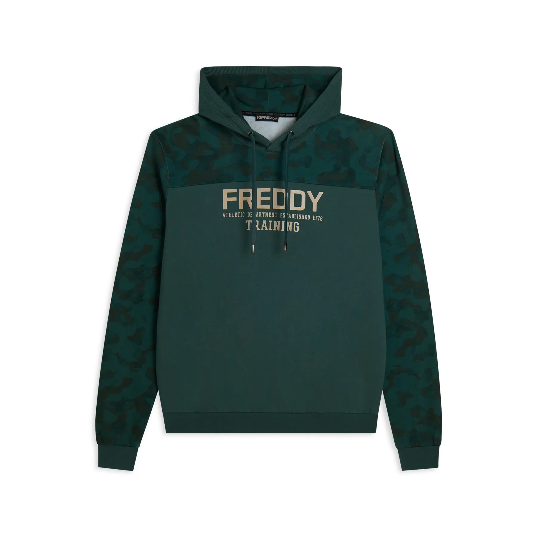 8034170778751 - Kapuzensweatshirt mit Camouflage-Einsätzen und zentralem Grafikdesign Freddy