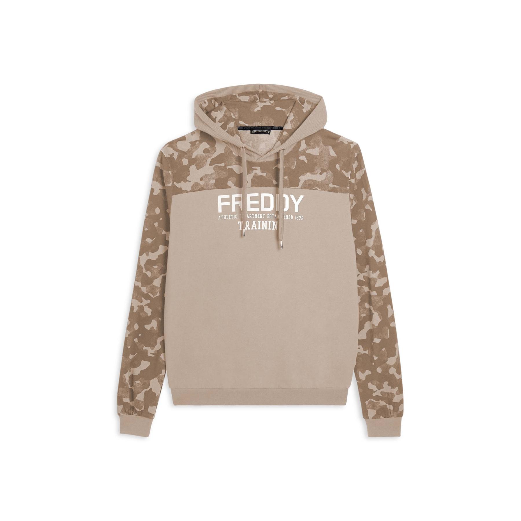 8034170814756 - Kapuzensweatshirt mit Camouflage-Einsätzen und zentralem Grafikdesign Freddy