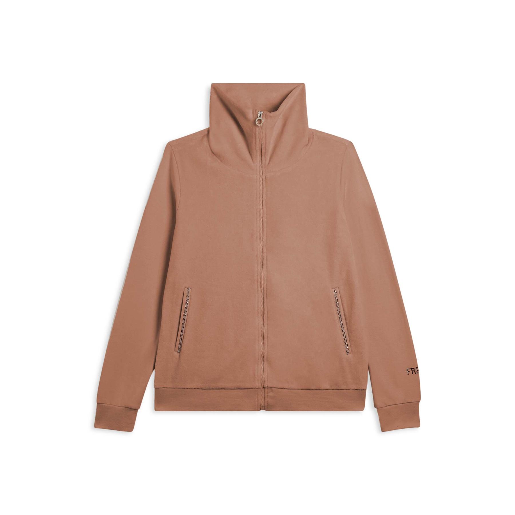 Felpa con zip e col alto in velluto donna