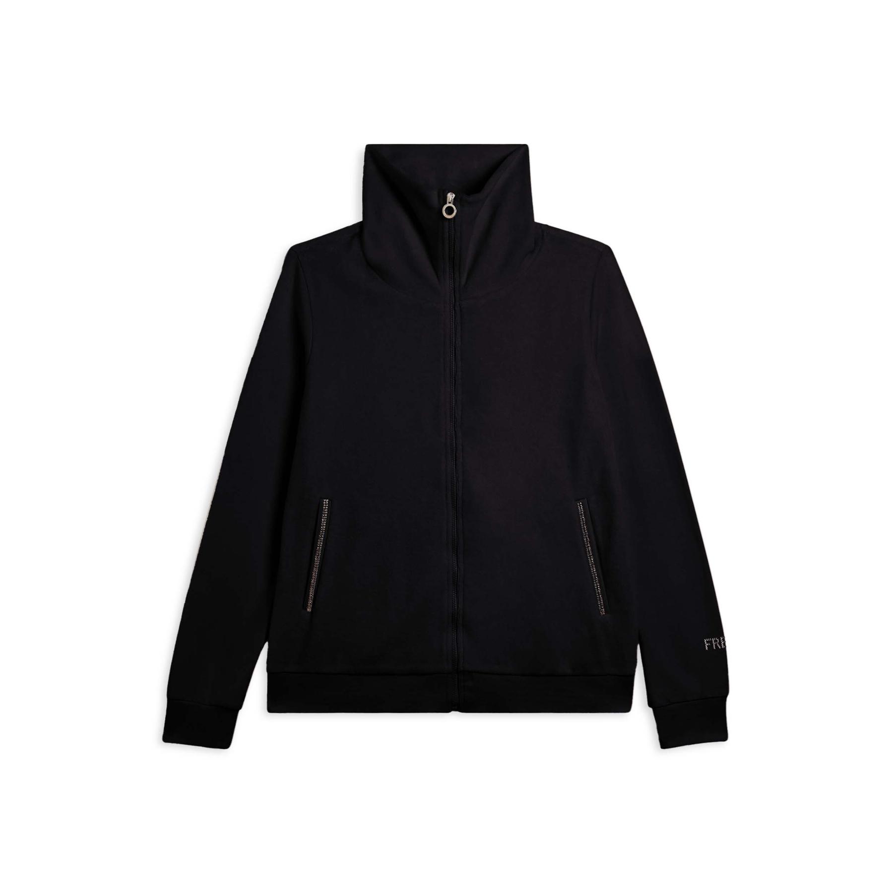 Felpa con zip e col alto in velluto donna