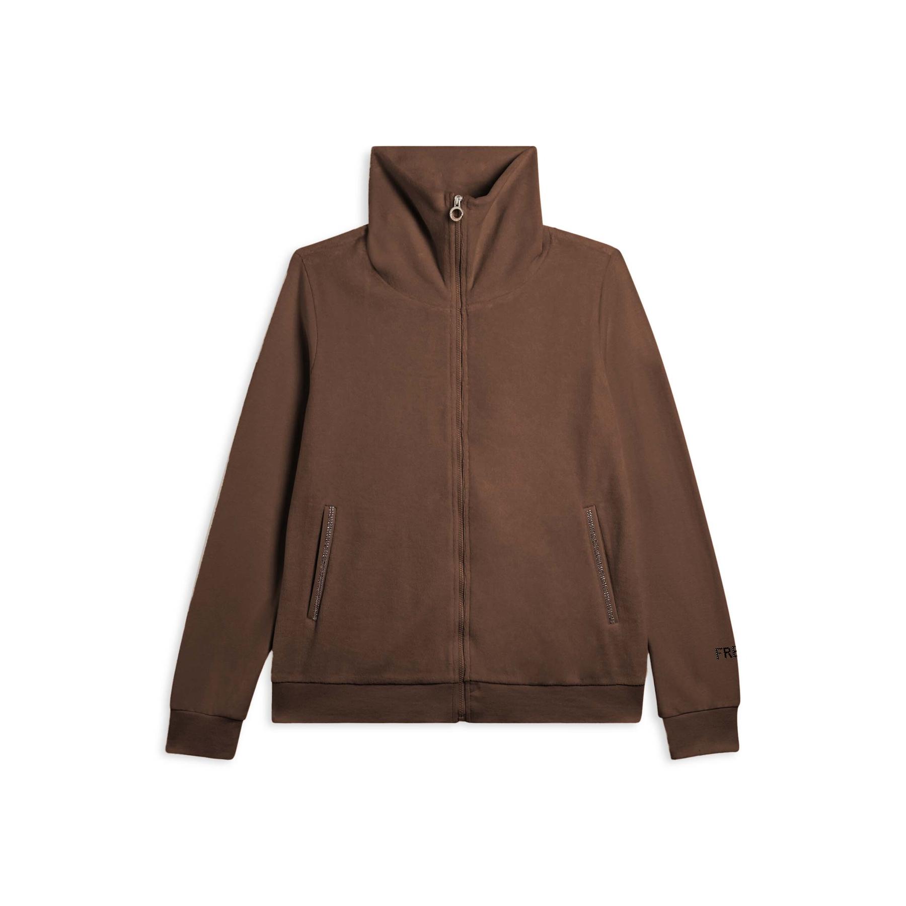 Felpa con zip e col alto in velluto donna