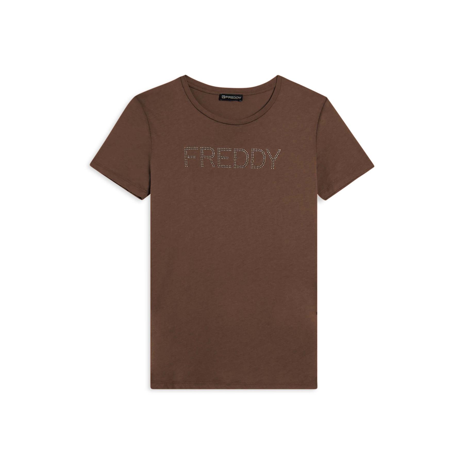 T-shirt con logo bicolore in paillettes donna