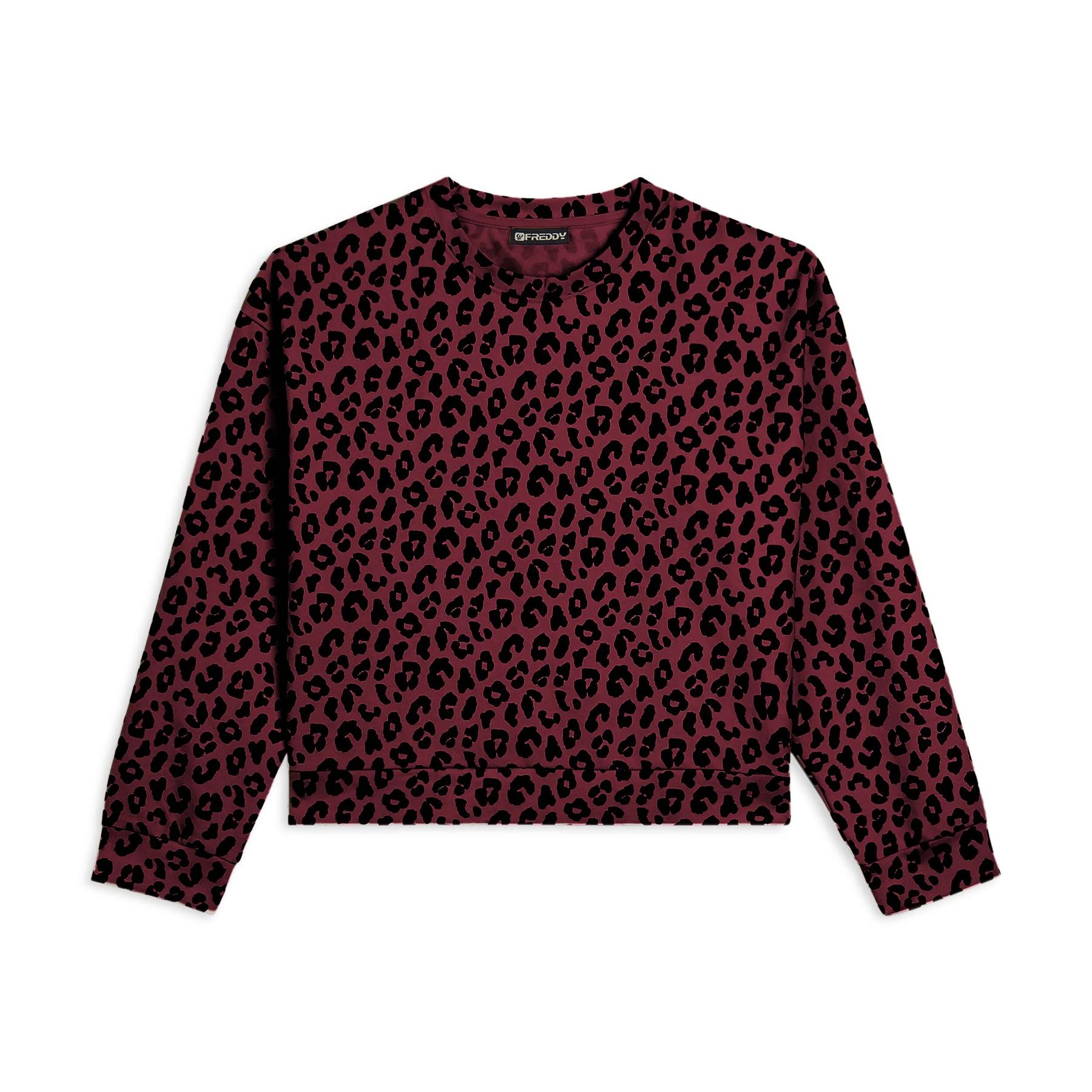 Felpa con collo rotondo stampata donna