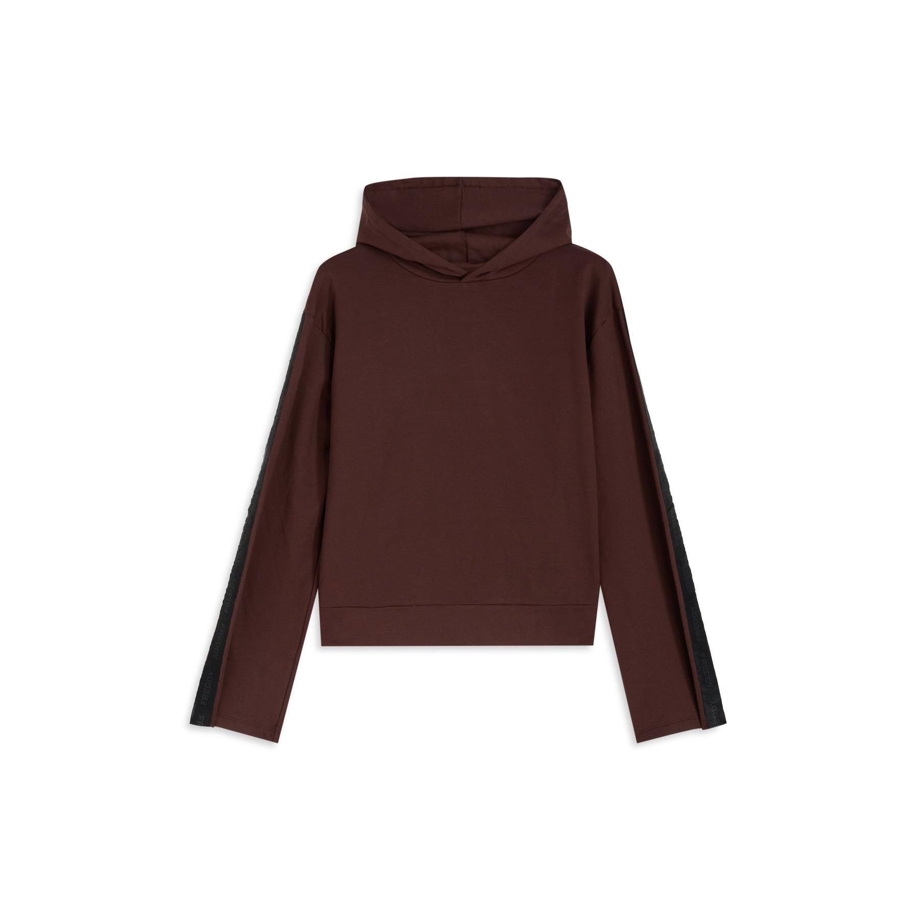 Felpa con cappuccio e banda con logo donna