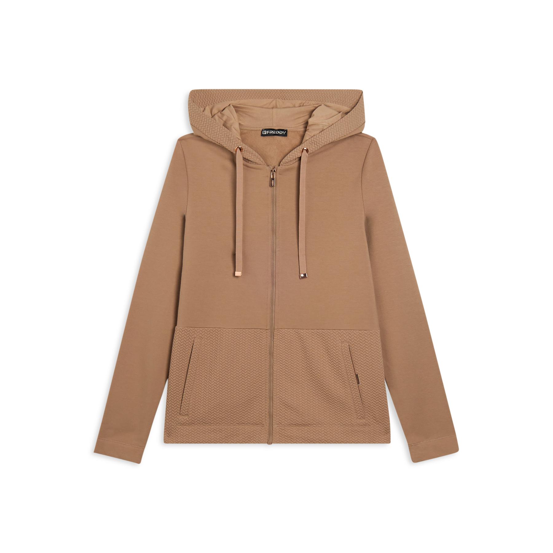 Felpa con cappuccio e pezzi decorativi in micro-trecce da donna