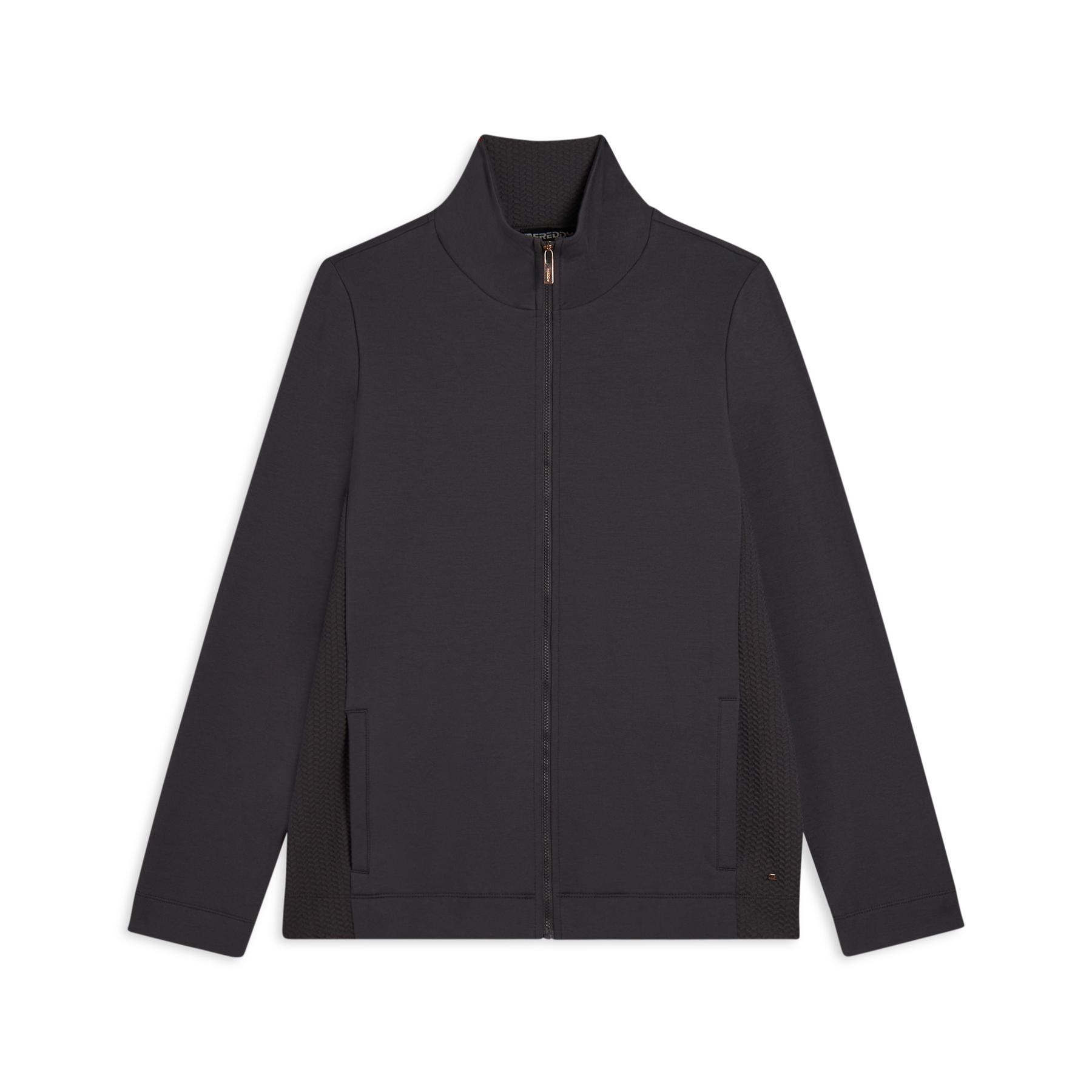 8034170210923 - Damen Sweatshirt mit dekorativen Mikroflecht-Elementen und Reißverschluss Freddy