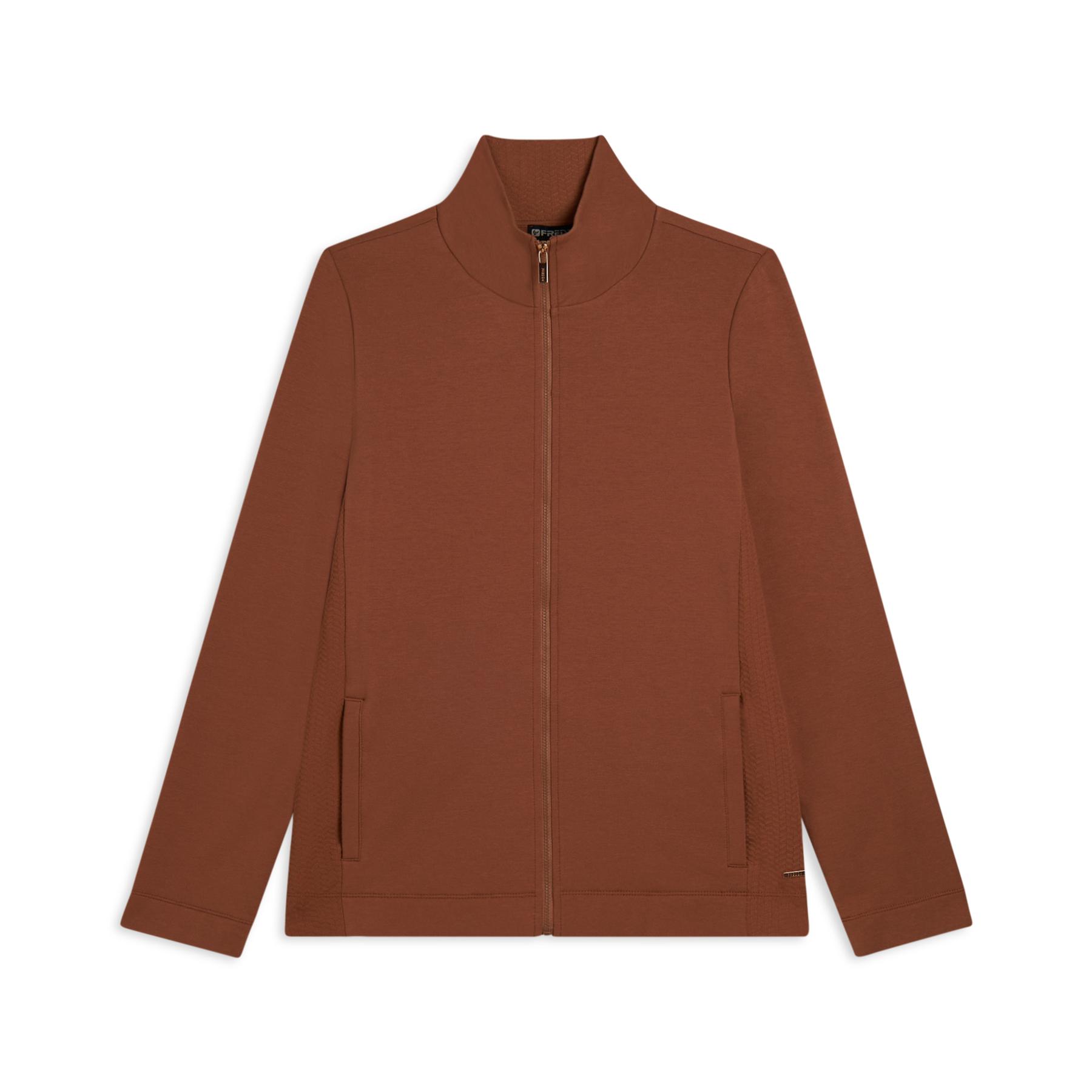 8034170211012 - Damen Sweatshirt mit dekorativen Mikroflecht-Elementen und Reißverschluss Freddy