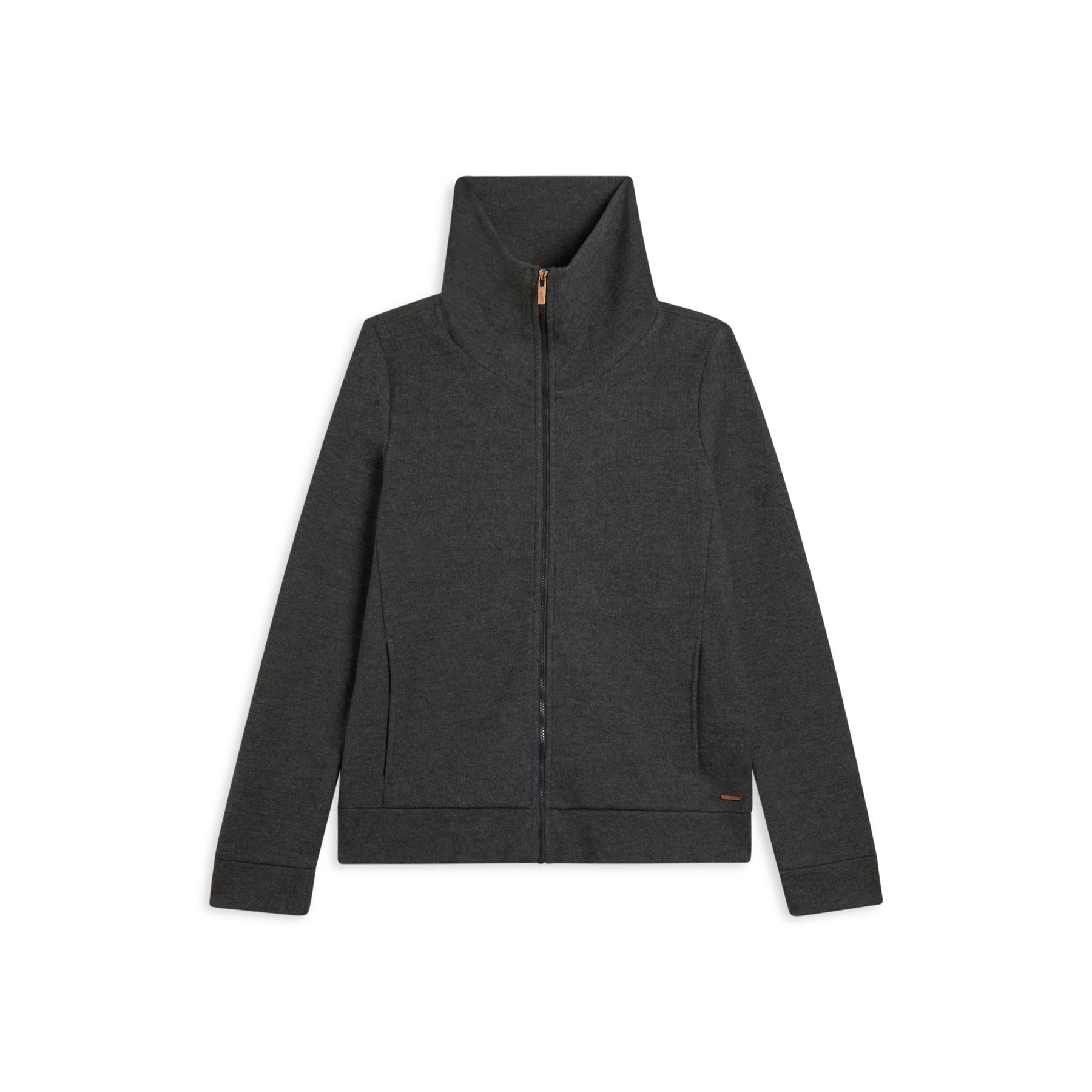 Sweatshirt con zip e col alto effetto maglia donna