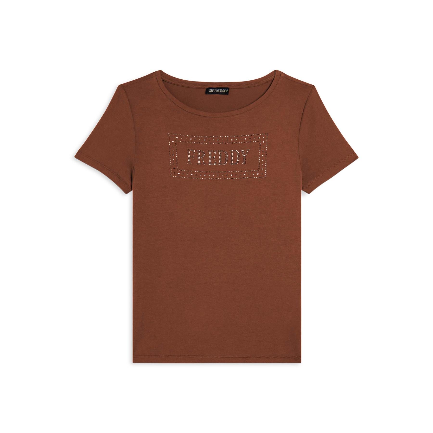 T-shirt con logo in paillettes donna