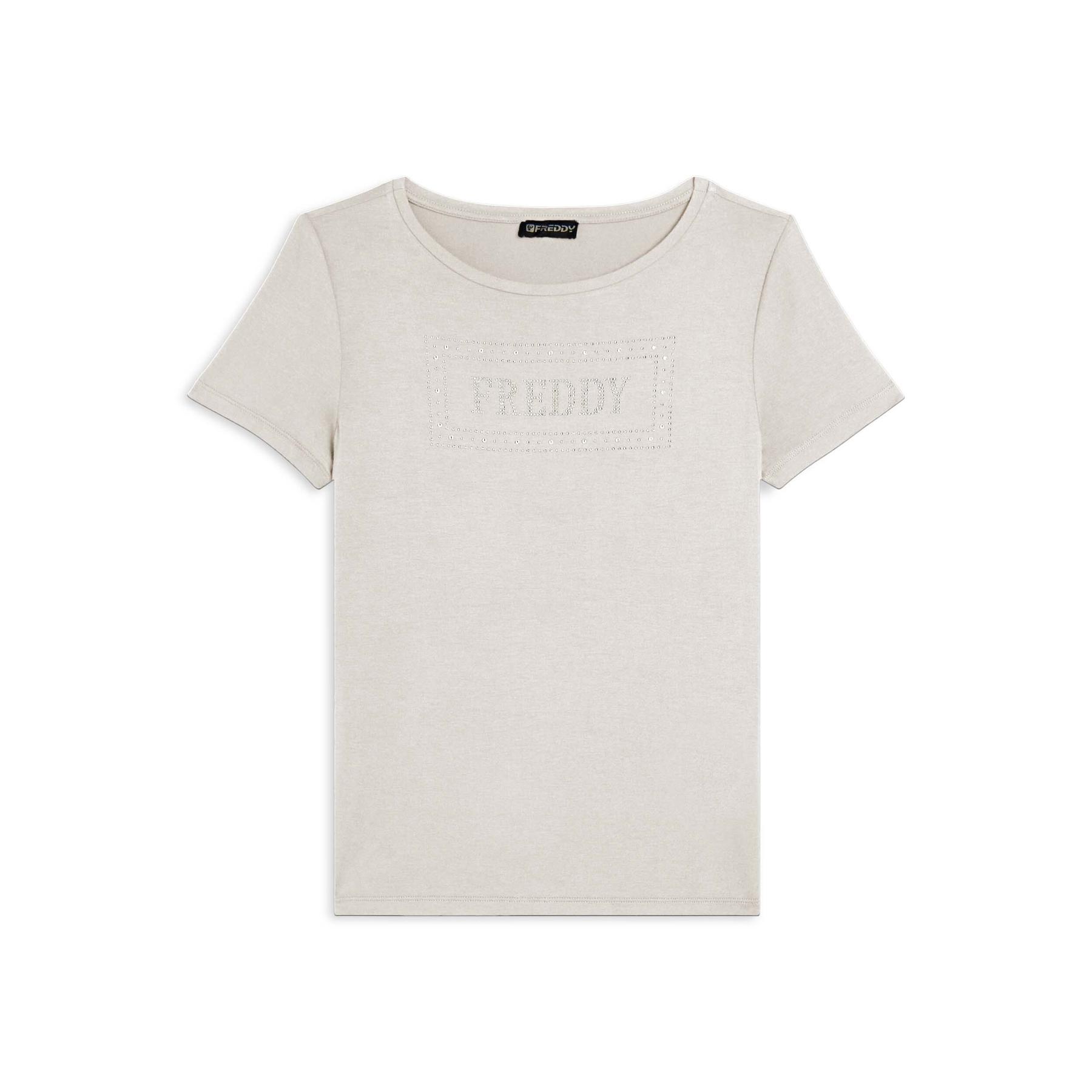 T-shirt con logo in paillettes donna