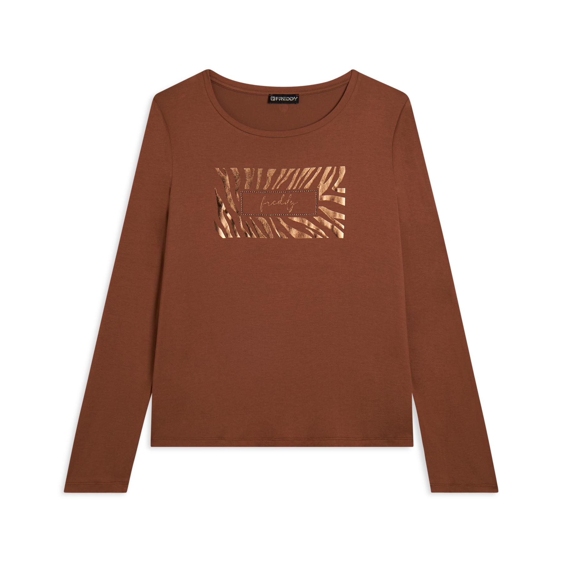 8034170337446 - Langarm T-Shirt mit Pailletten-Logo für Damen Freddy