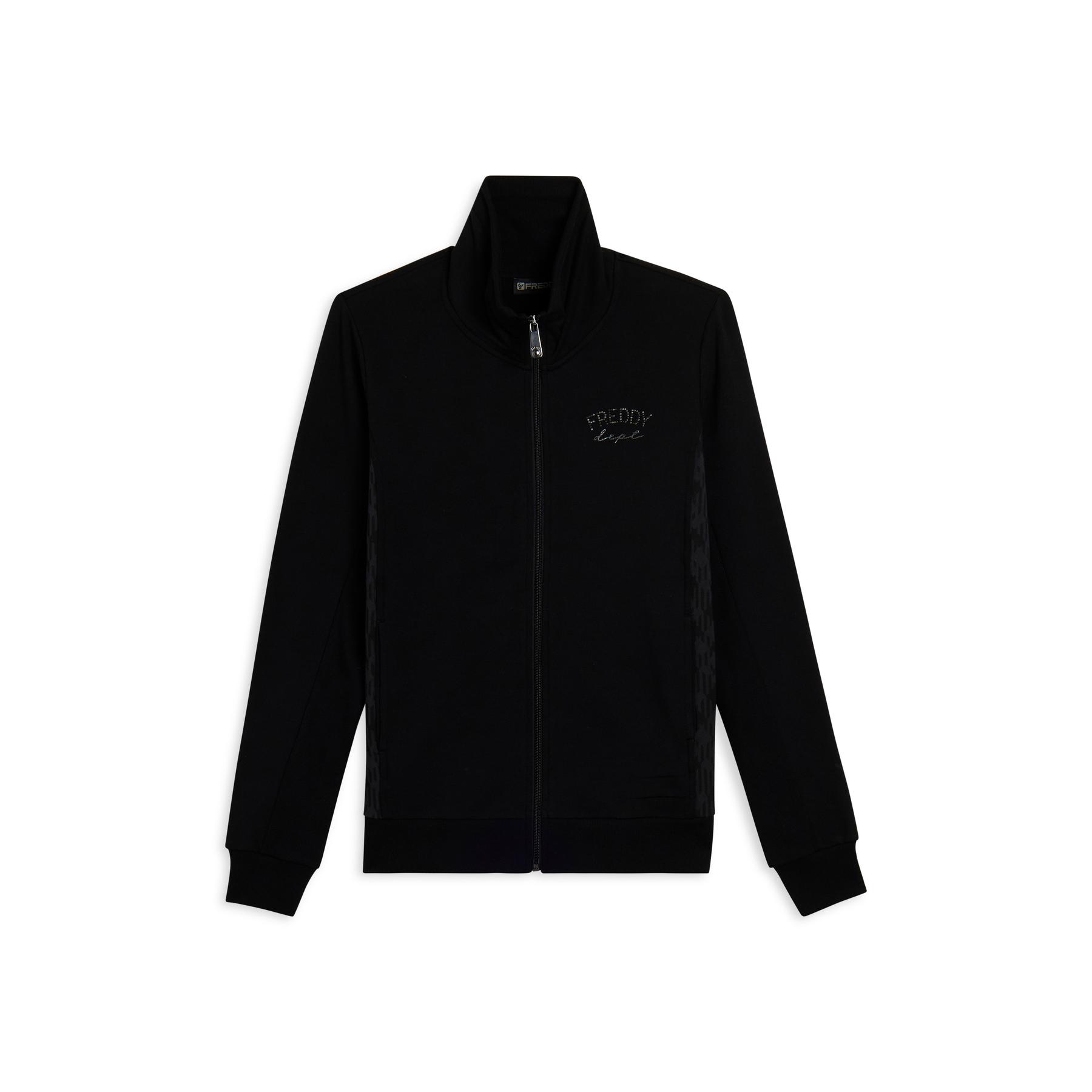 Felpa con zip e col alto con dettagli decorativi geometrici donna