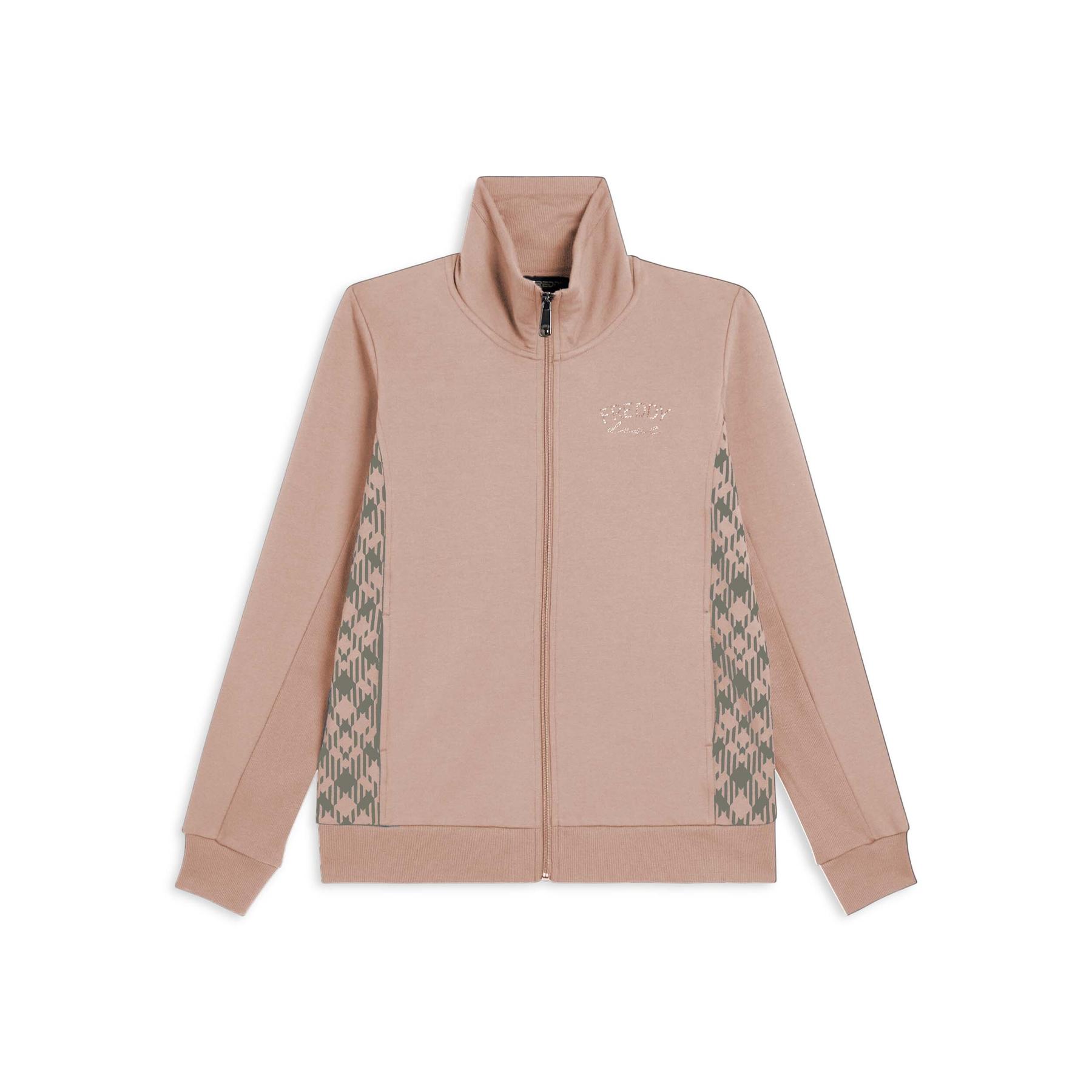 Felpa con zip e col alto con dettagli decorativi geometrici donna