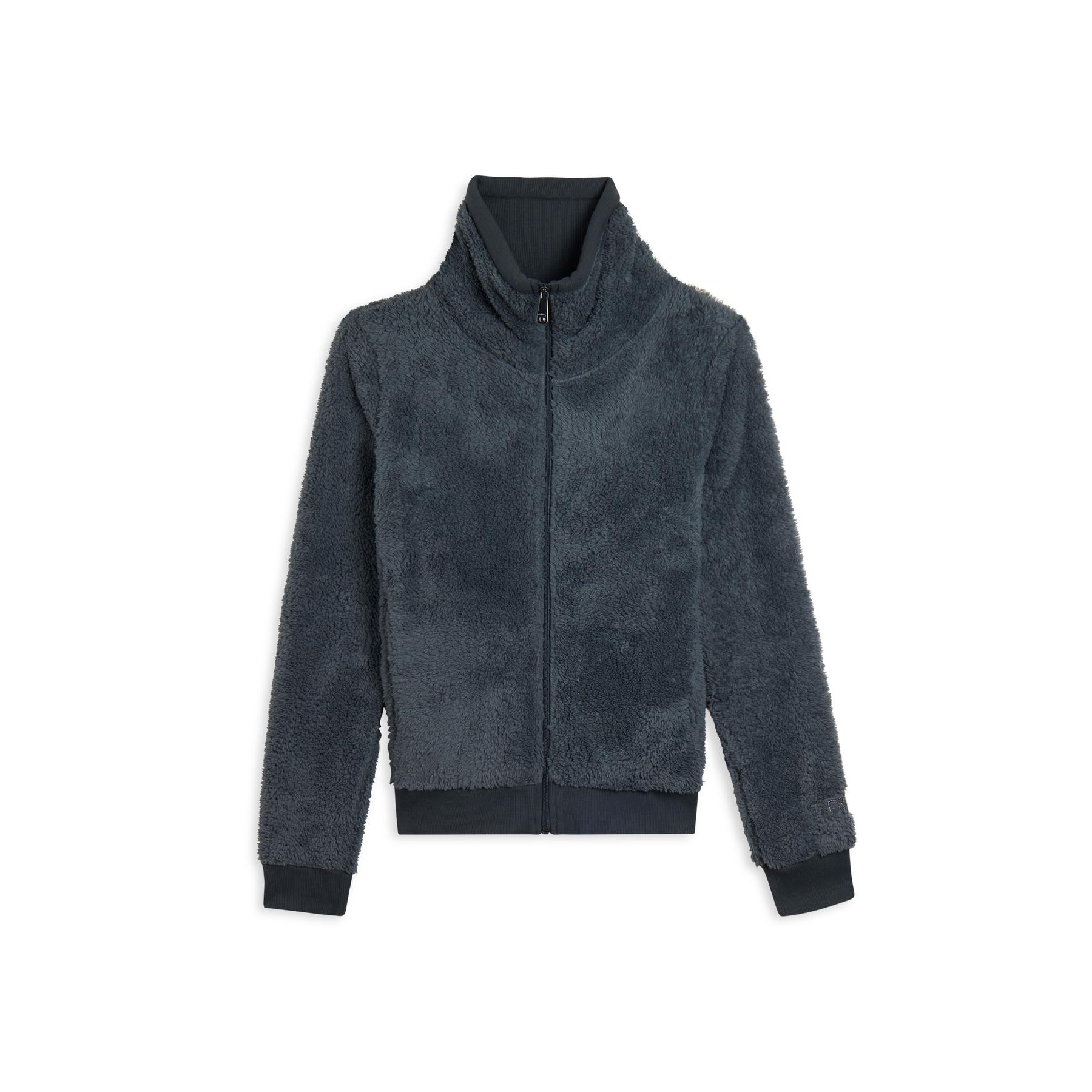 Felpa con zip in tessuto Sherpa e collo alto donna