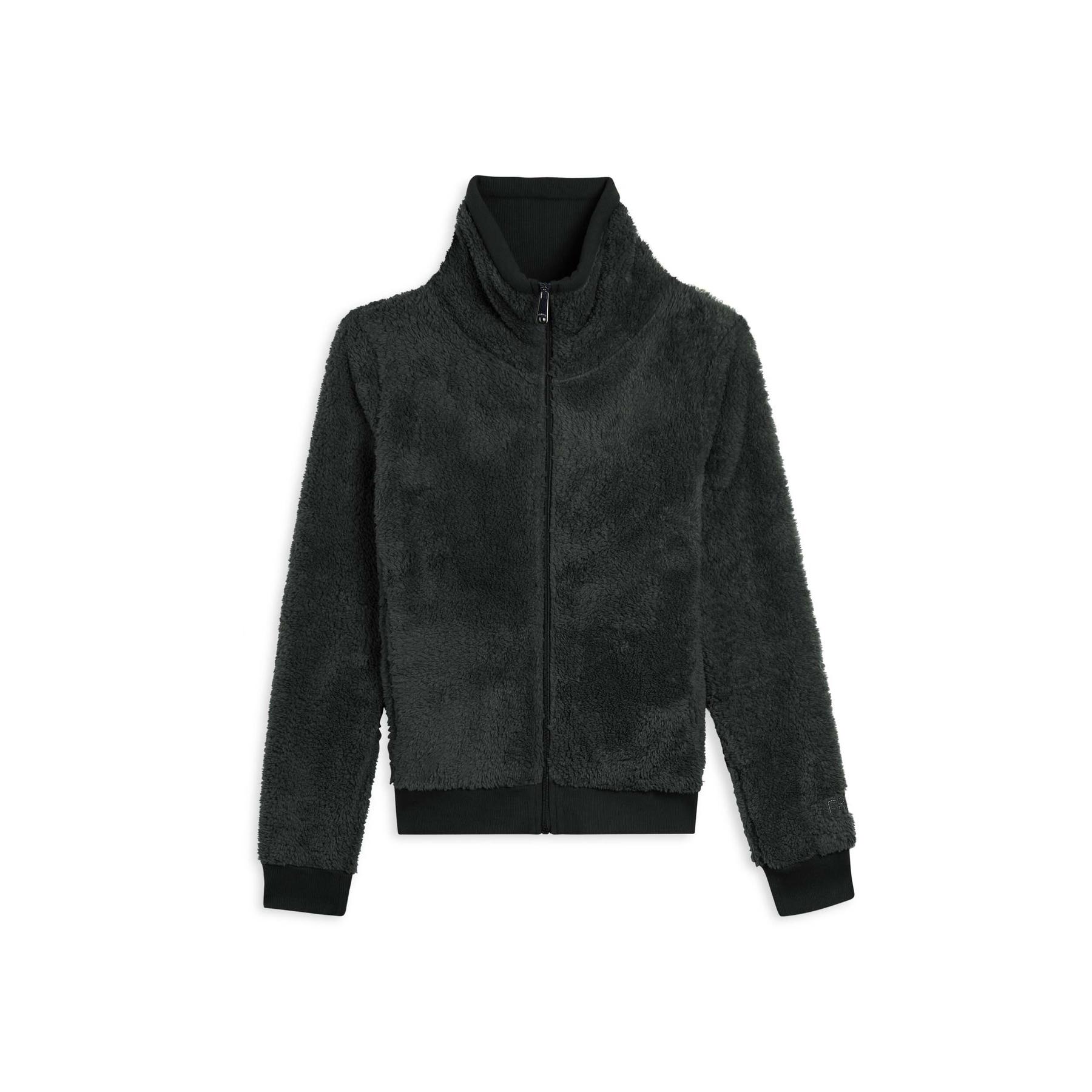 Felpa con zip in tessuto Sherpa e collo alto donna
