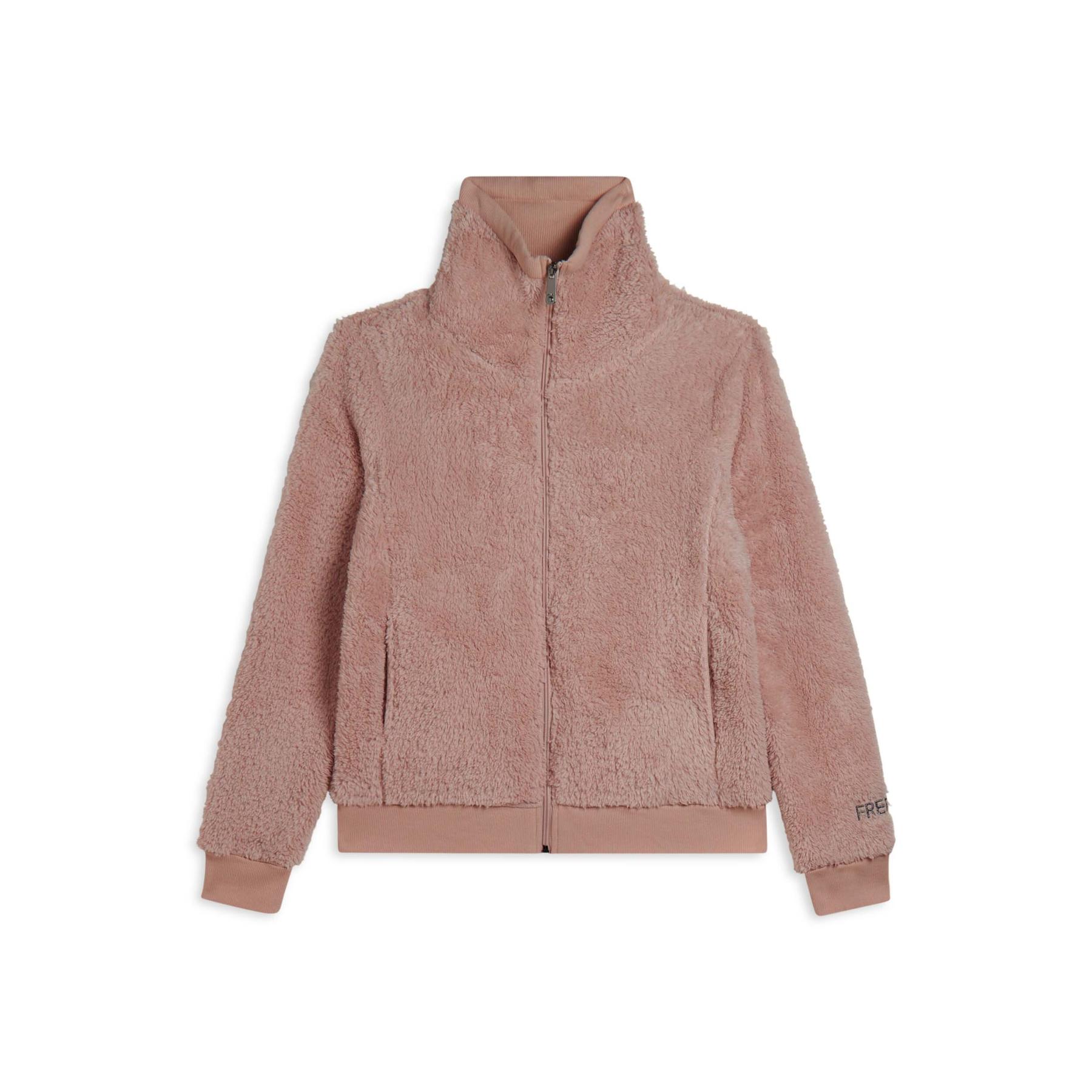 Felpa con zip in tessuto Sherpa e collo alto donna