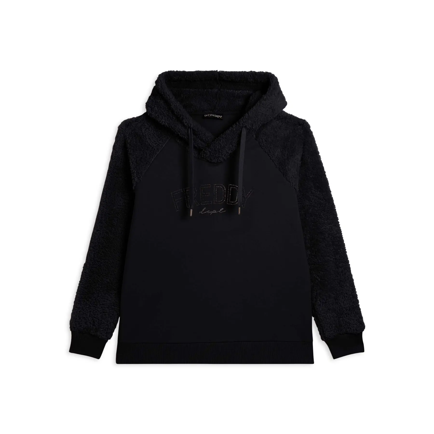 8034170712519 - Damen Hoodie mit gekreuzter Kapuze und Sherpa-Ärmeln Freddy