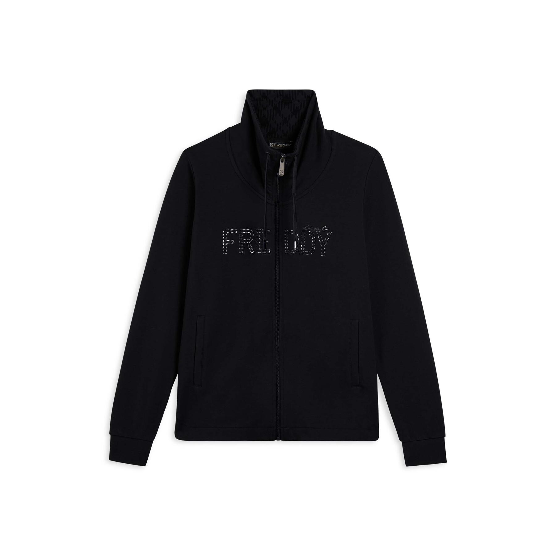 8034170712786 - Damen Sweatshirt mit Reißverschluss Stehkragen und asymmetrischem Saum Freddy