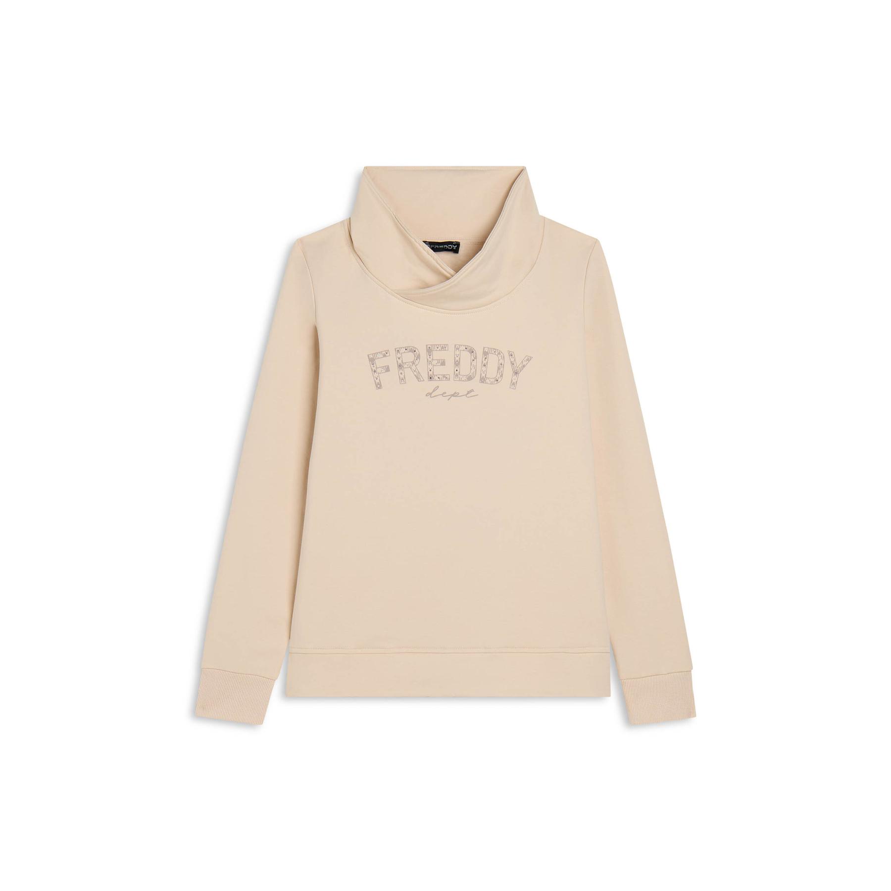 8034170714407 - Damen Sweatshirt mit gekreuztem Kragen und asymmetrischem Saum Freddy