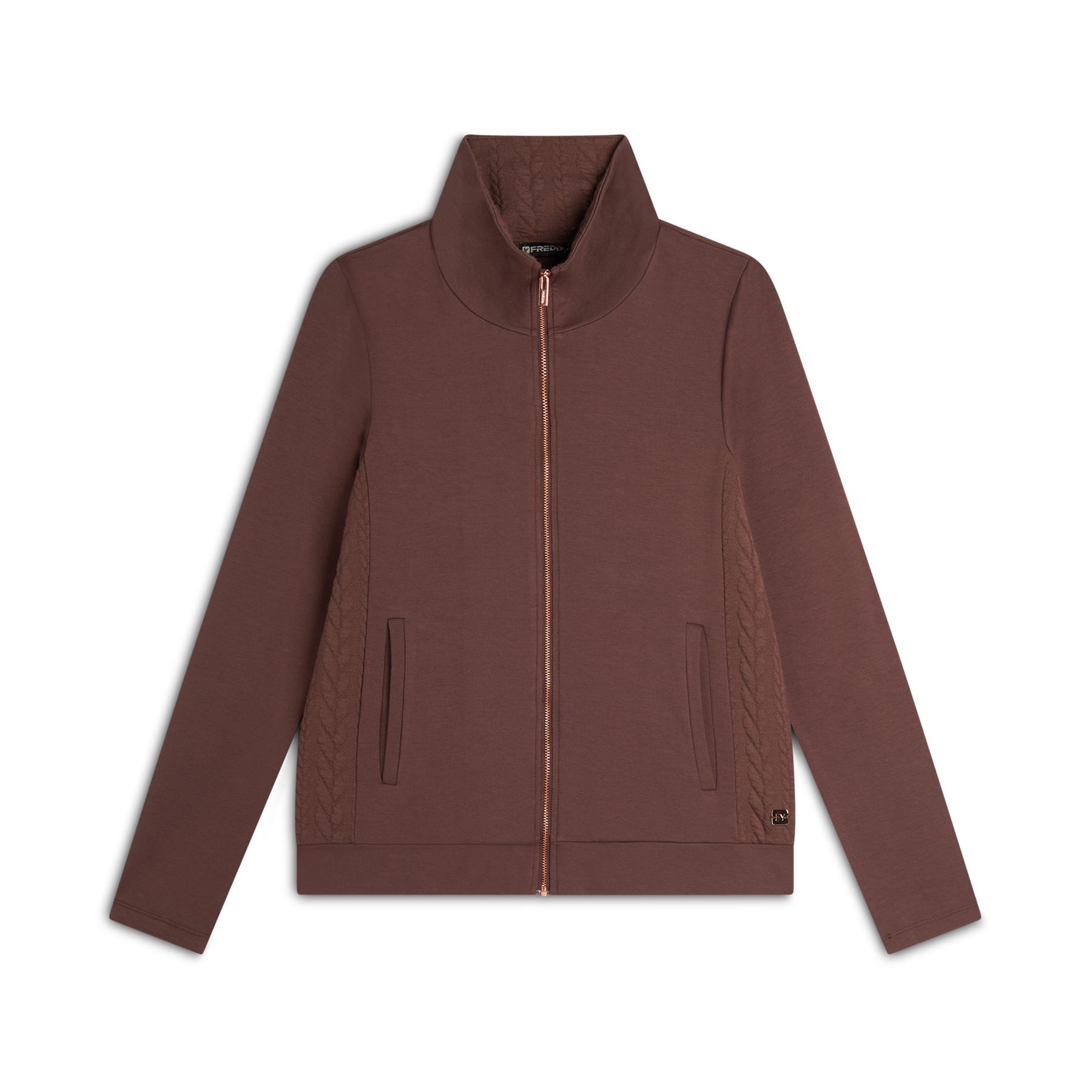 Felpa con zip e col rialzato dettagli intrecciati sui lati donna