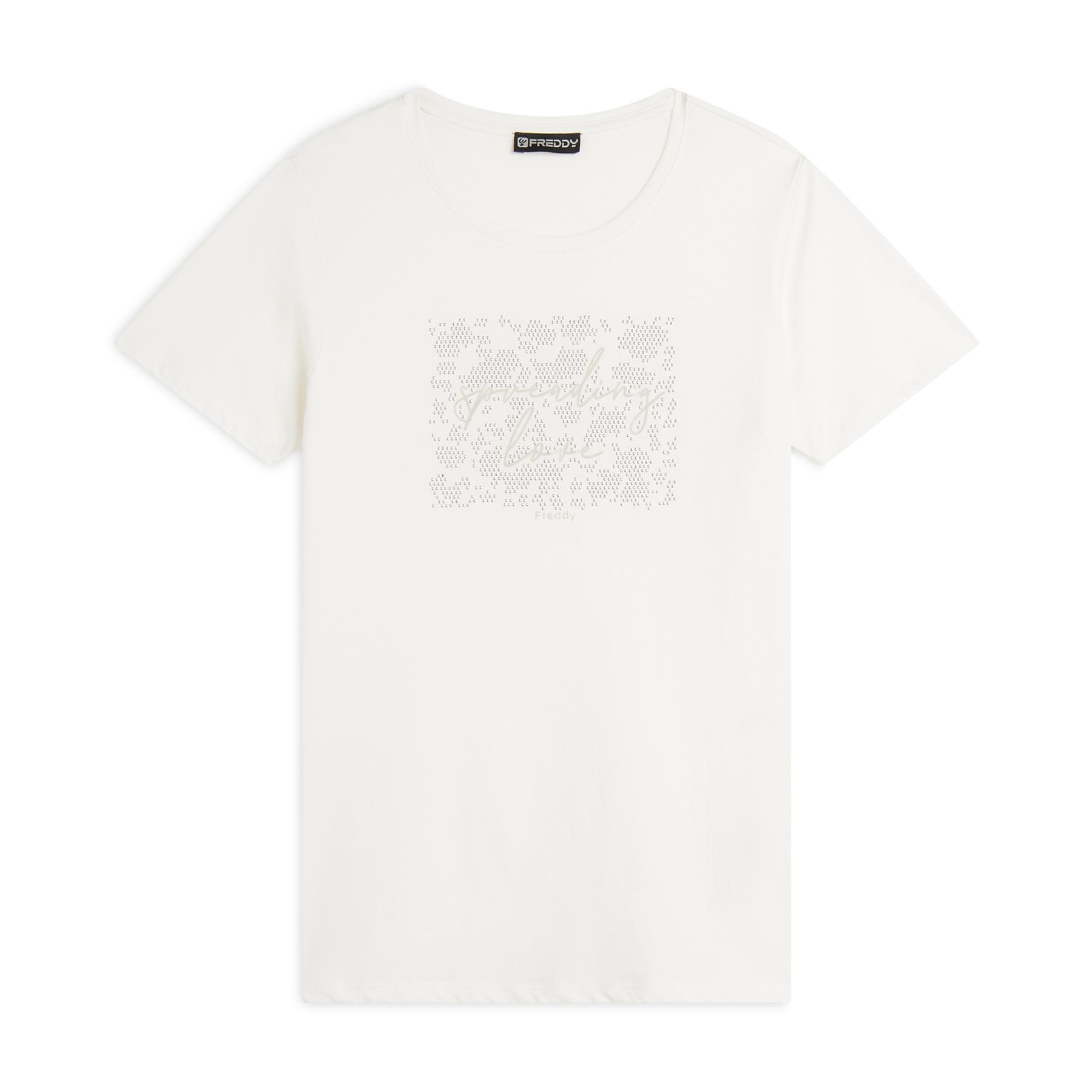 8058278879271 - Bequeme T-Shirt mit Glitzeraufschrift für Frauen Freddy