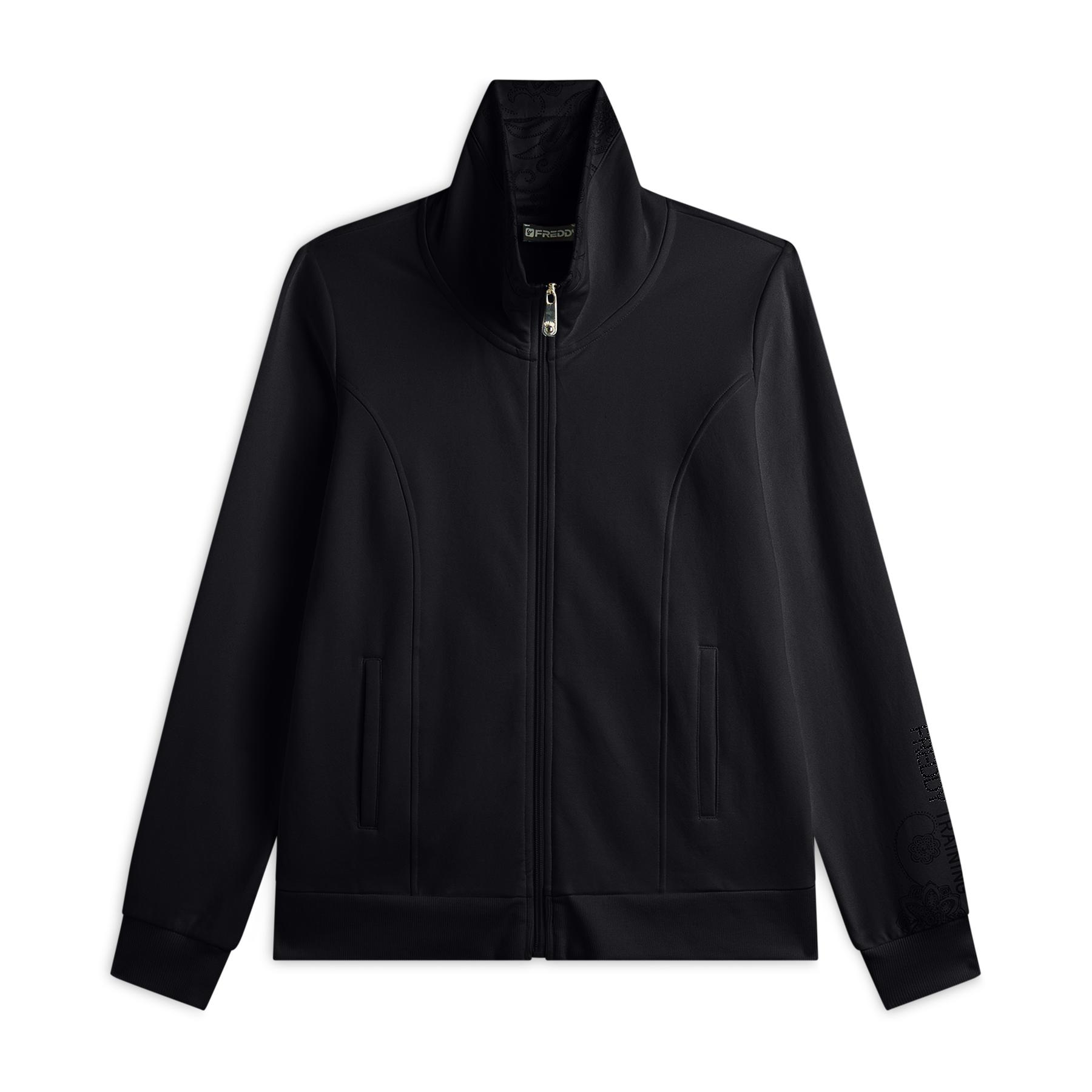 Felpa con zip e col alto motivo paisley interno donna