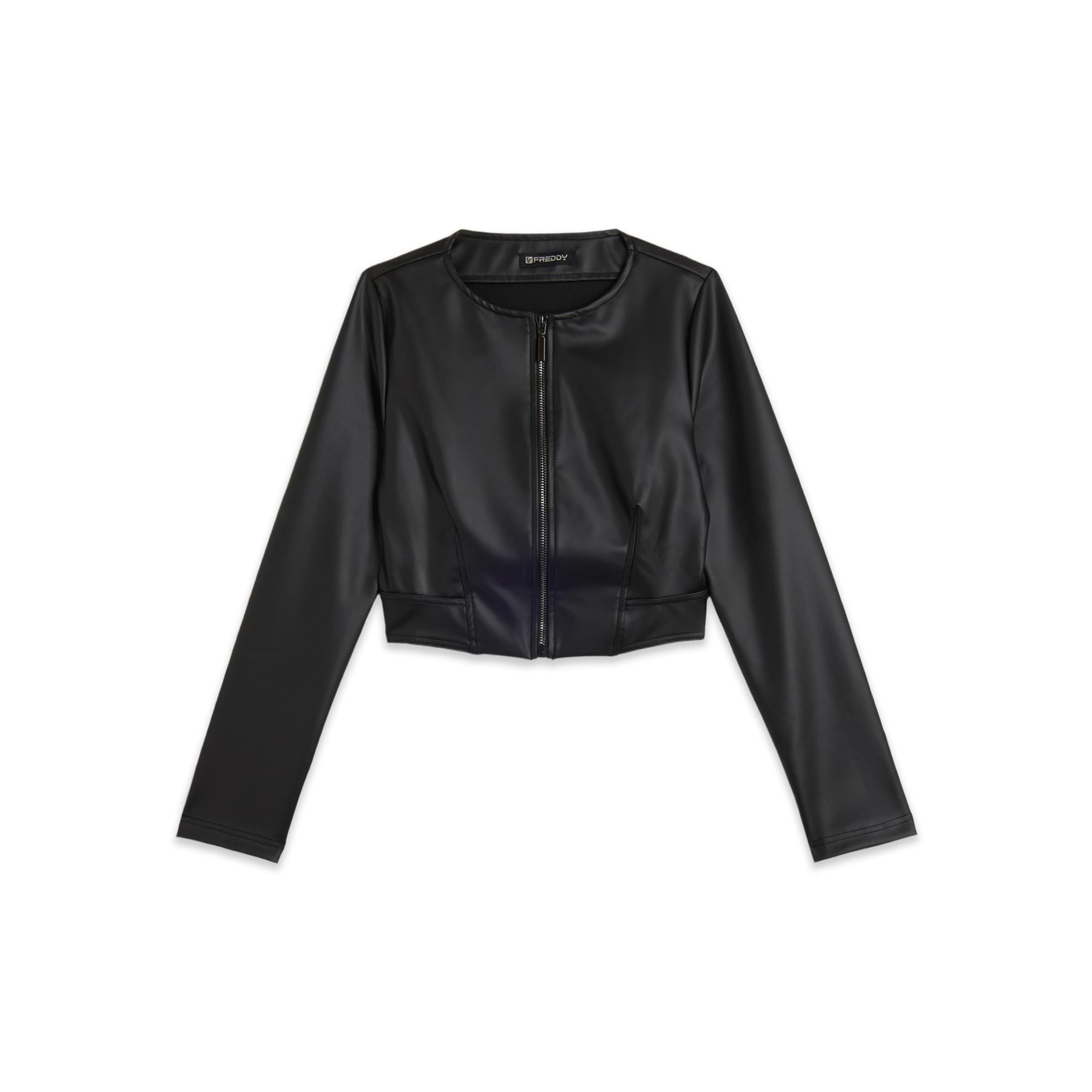 Giacca in pelle con zip metallica donna