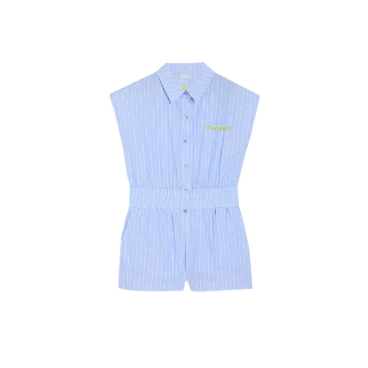 8052697672734 - Gestreifter Kurzoverall mit Gürtel für Mädchen Freddy