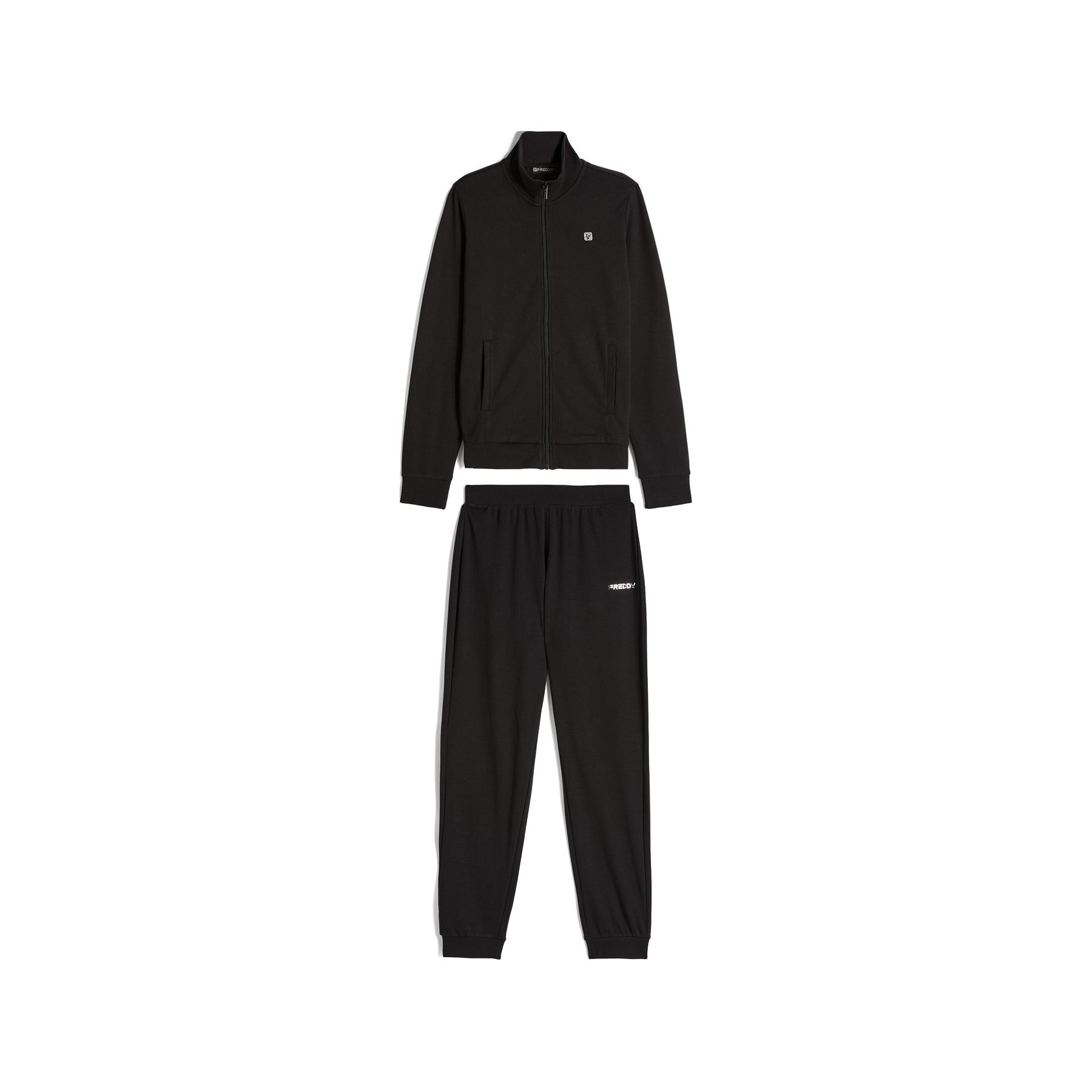 Tuta in tessuto interlock con felpa con zip e colletto alto donna