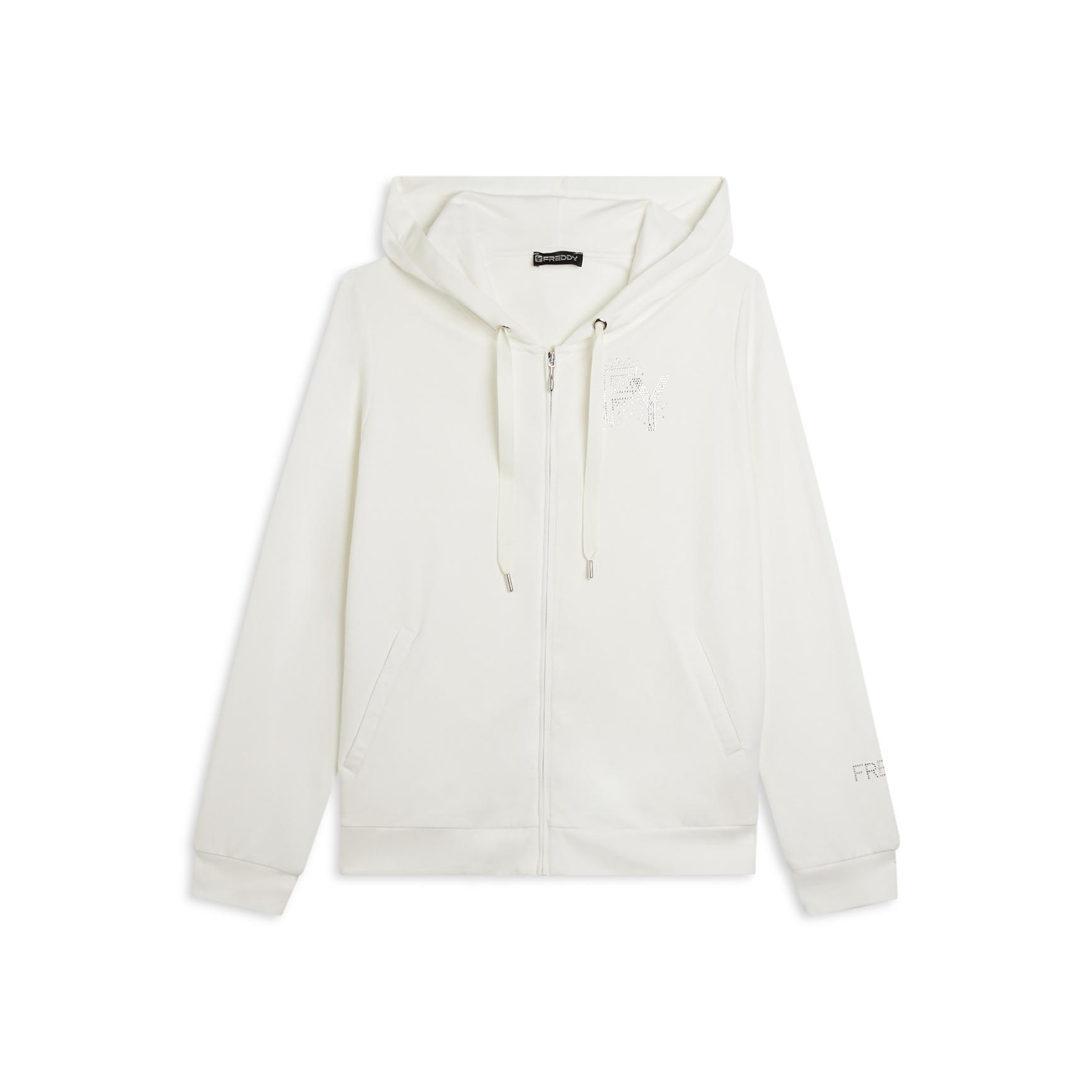 8034170069958 - Frau Kapuzenpullover mit Reißverschluss und glitzerndem Logo FY