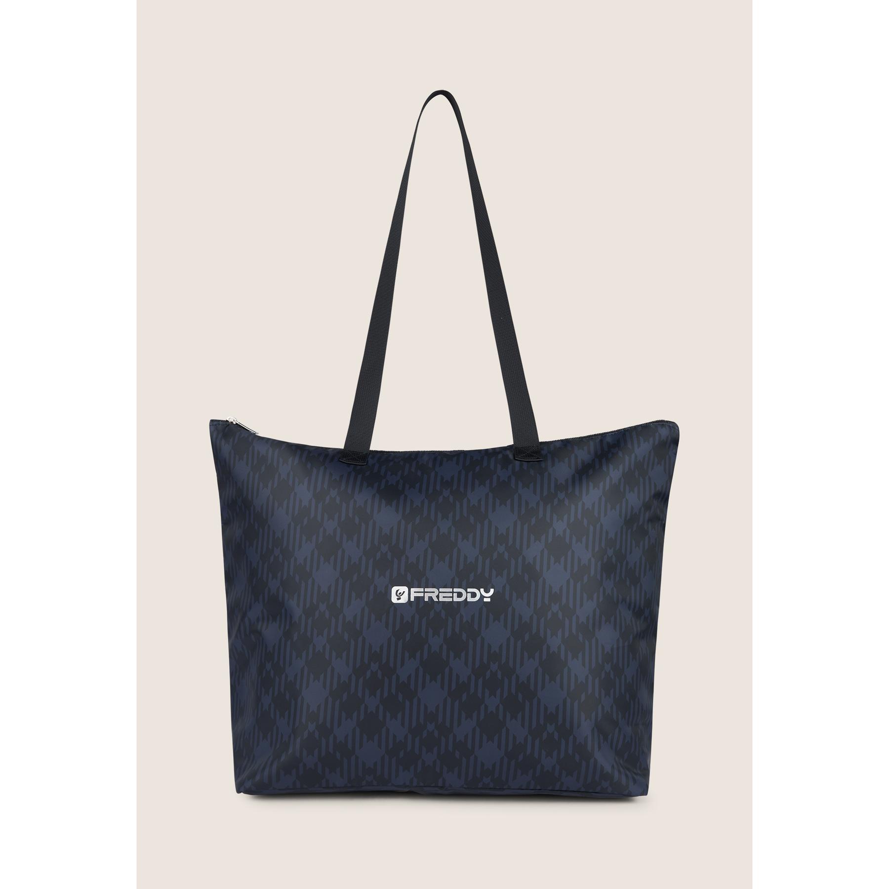 8034170785216 - Schottisches Muster Polyester Shopper mit Reißverschluss und Damenlogo Freddy
