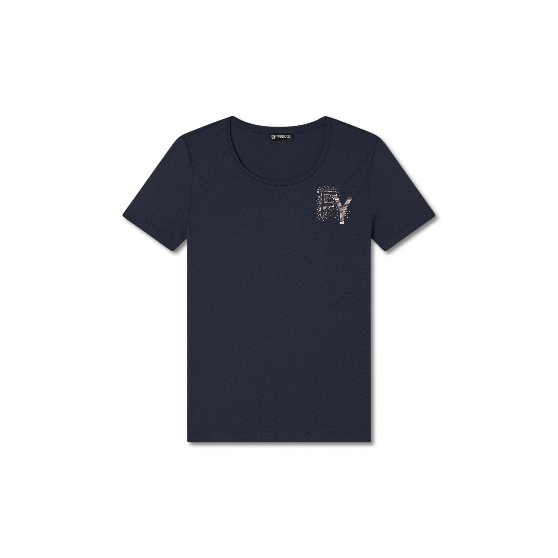 8034170195947 - Damen T-Shirt mit Brustlogo aus Jersey College Luxe